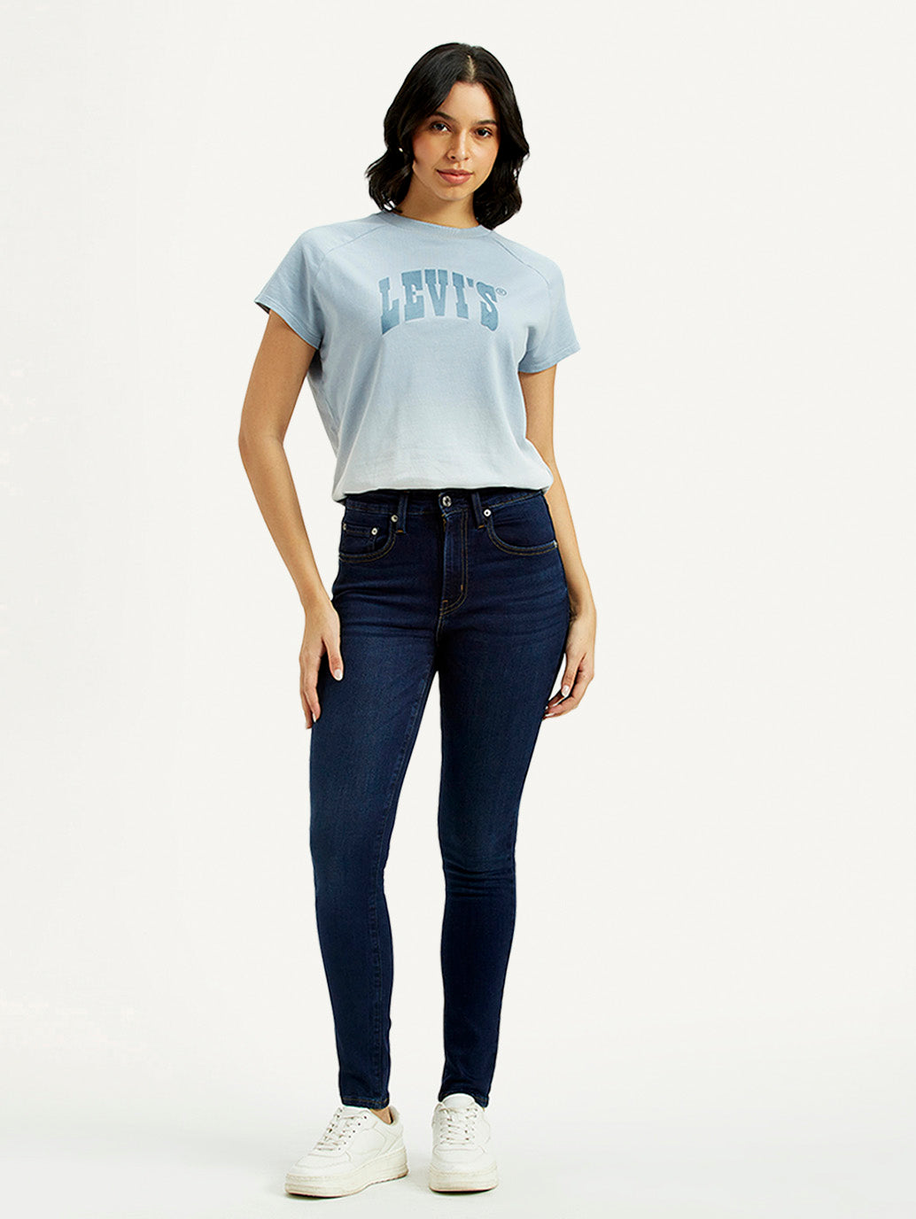 Women's 721 Dark Blue Skinny Fit High Rise Jeans - Front View