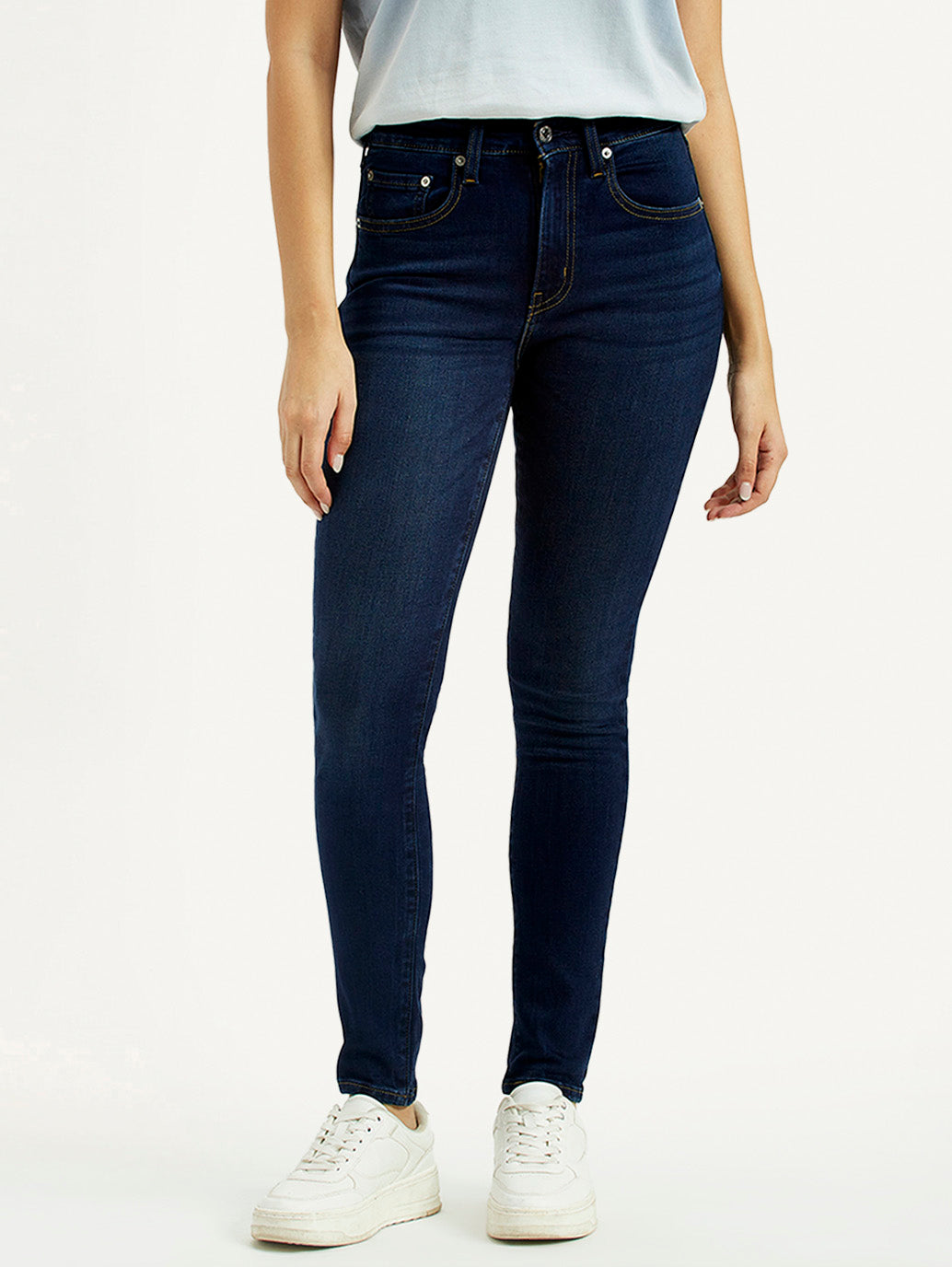 Women's 721 Dark Blue Skinny Fit High Rise Jeans - Front View