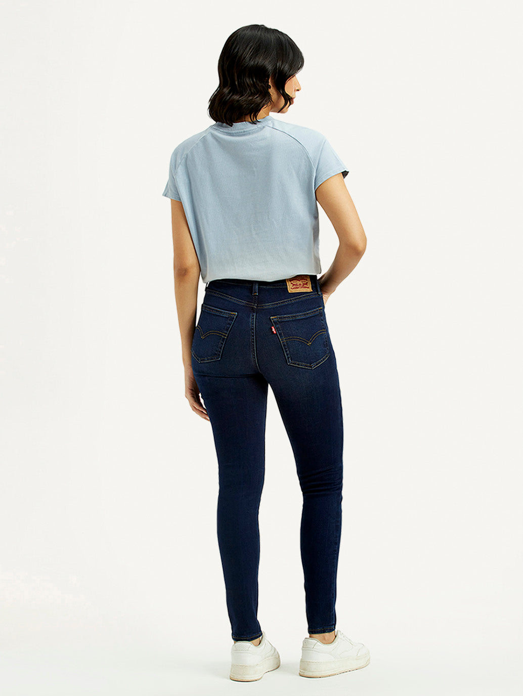 Women's 721 Dark Blue Skinny Fit High Rise Jeans - Back View
