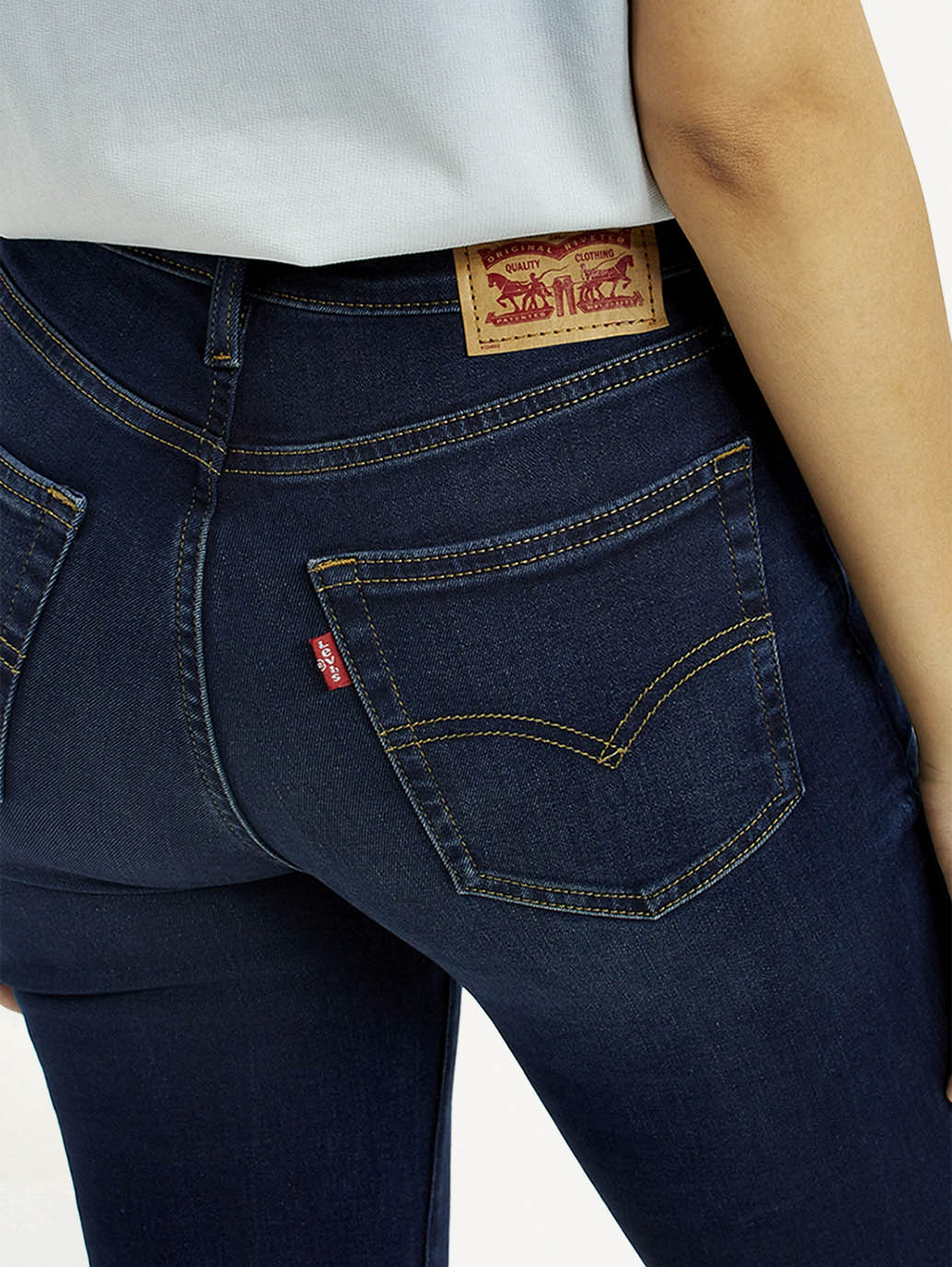 Women's 721 Dark Blue Skinny Fit High Rise Jeans - Detail View