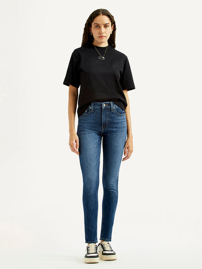 Women's Blue Skinny Fit High Rise Jeans-image-34