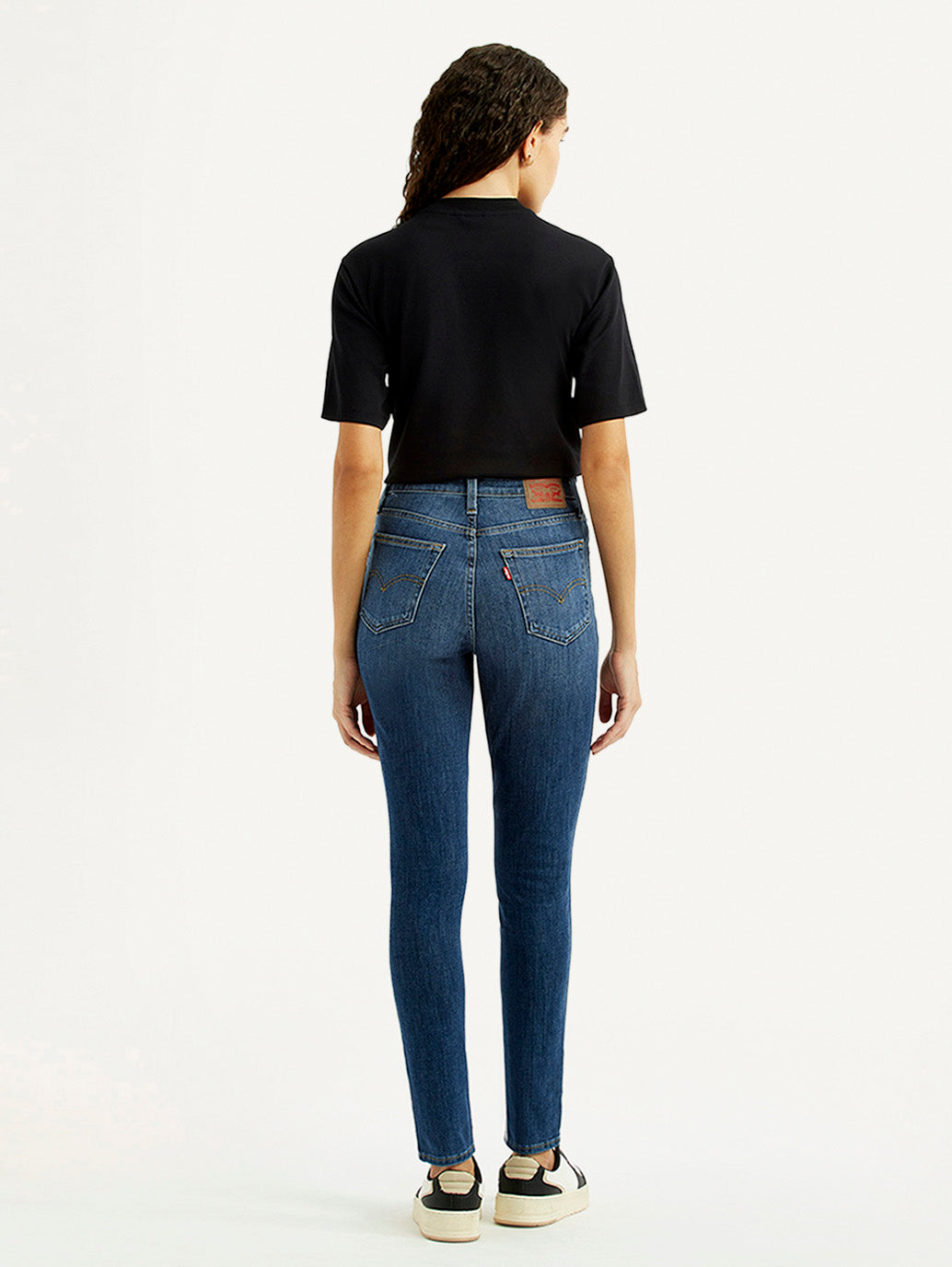Women's Dark Indigo Skinny Fit High Rise Jeans - Back View
