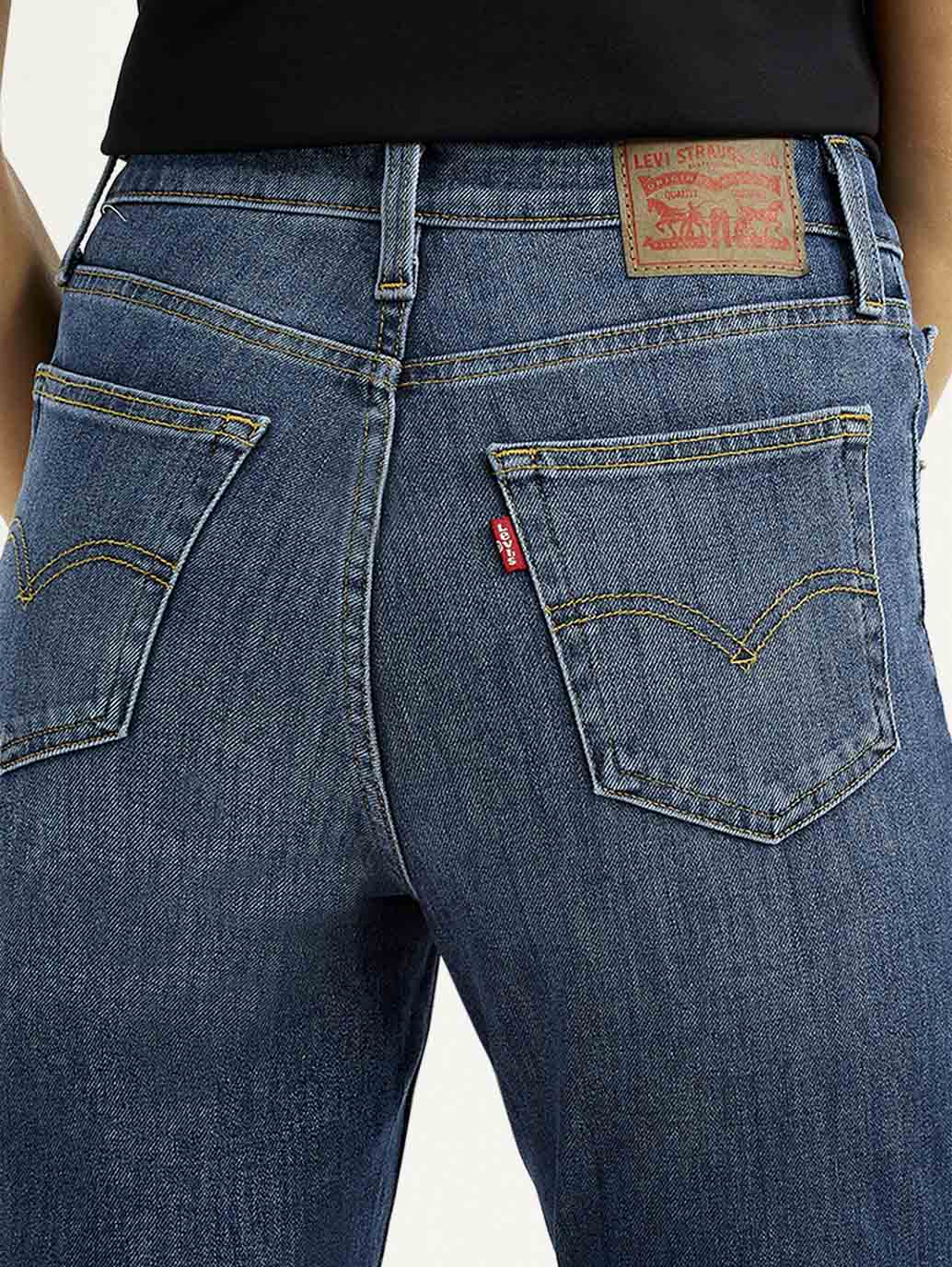 Women's Dark Indigo Skinny Fit High Rise Jeans - Detail View