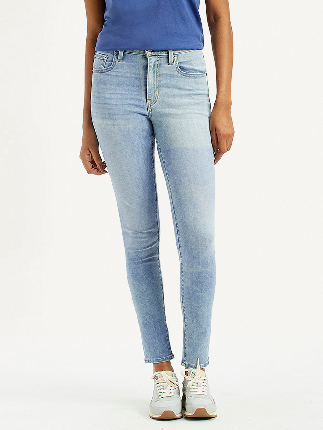 Women's 721 Light-Blue Skinny Fit High Rise Jeans - Front View