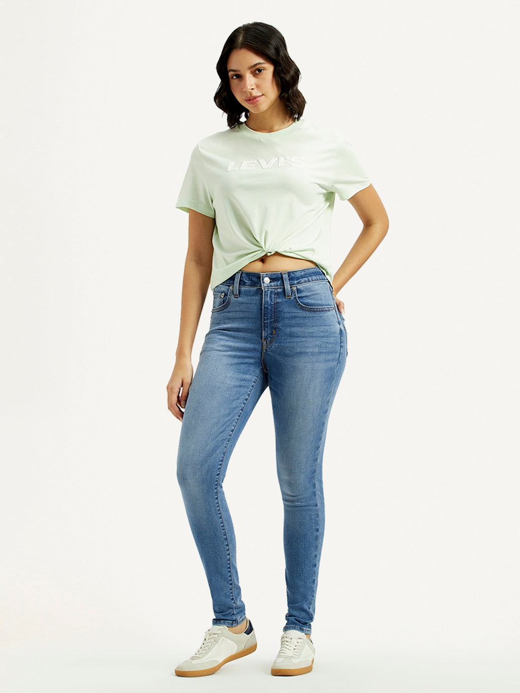 Women's 721 Med Indigo Skinny Fit High Rise Jeans - Styleshot View