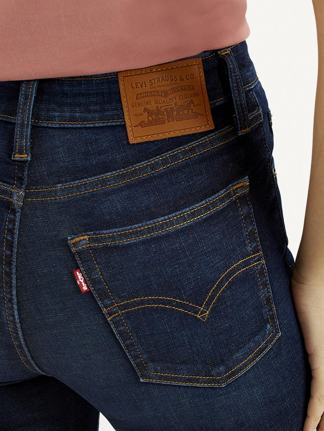 Women's 721 Dark Indigo Skinny Fit High Rise Jeans - Detail View