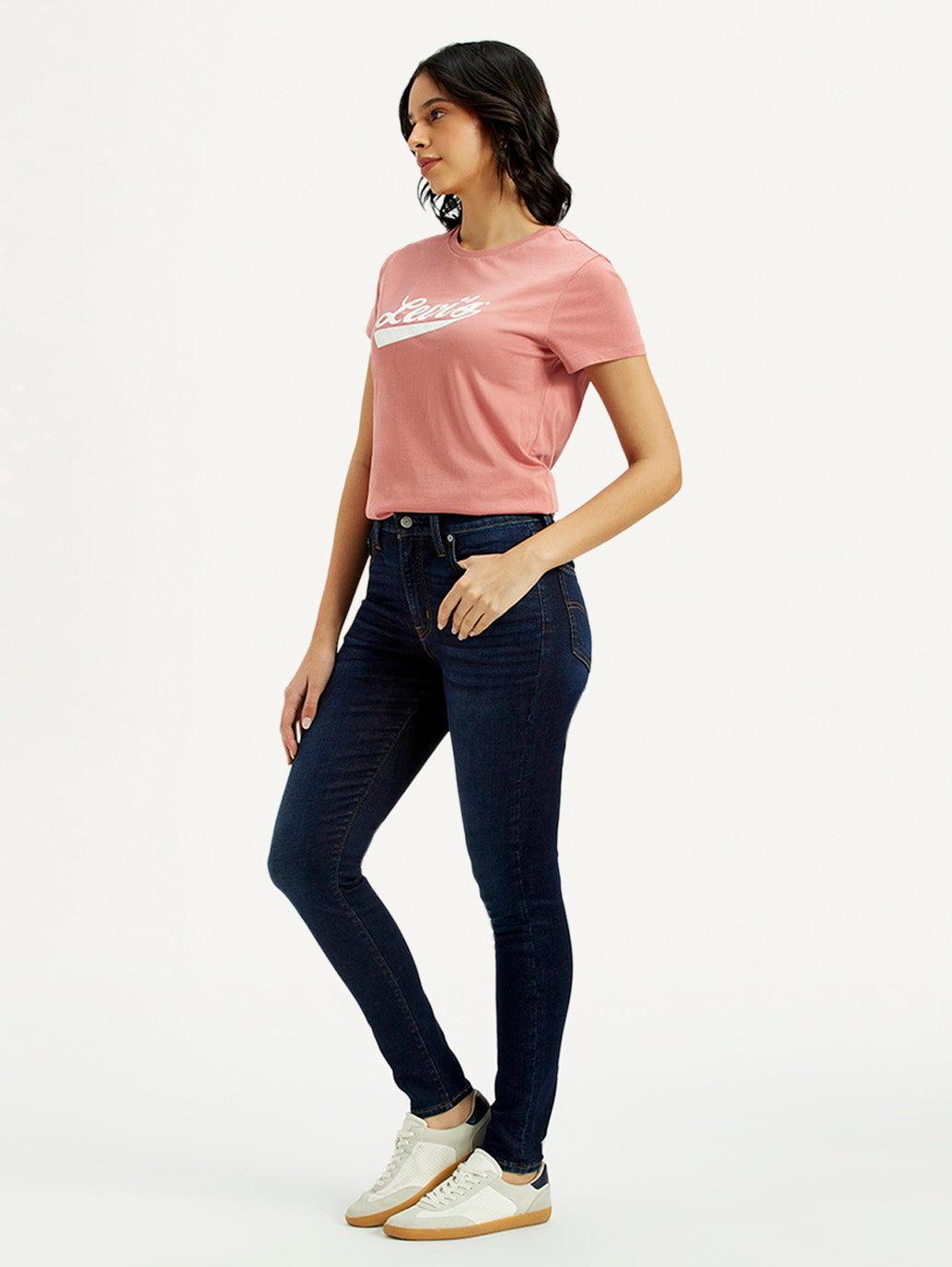 Women's 721 Dark Indigo Skinny Fit High Rise Jeans - Side View