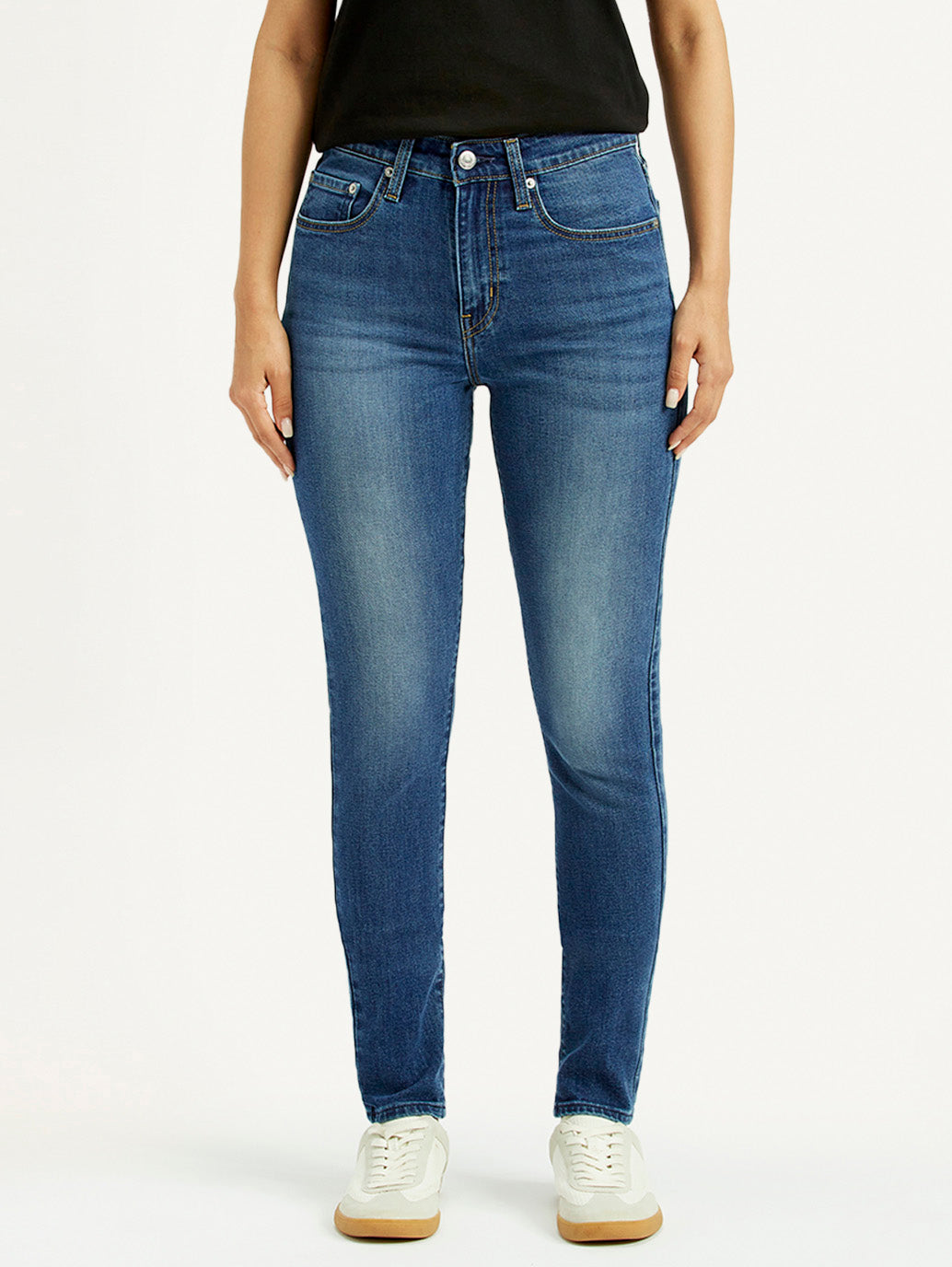 Women's 721 Blue Skinny Fit High Rise Jeans - Front View