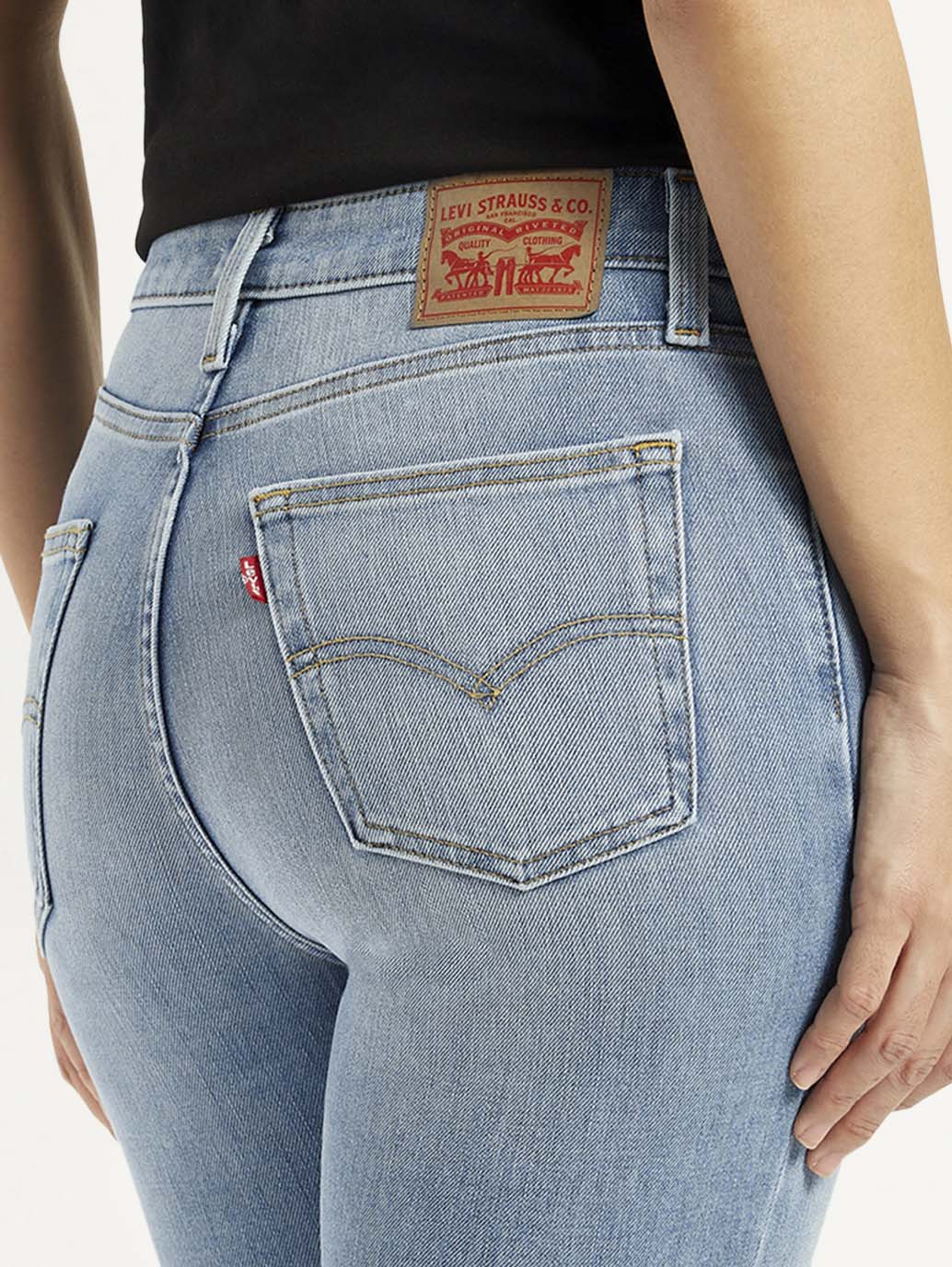 Women's High Rise Skinny Light Blue Jeans - Detail View