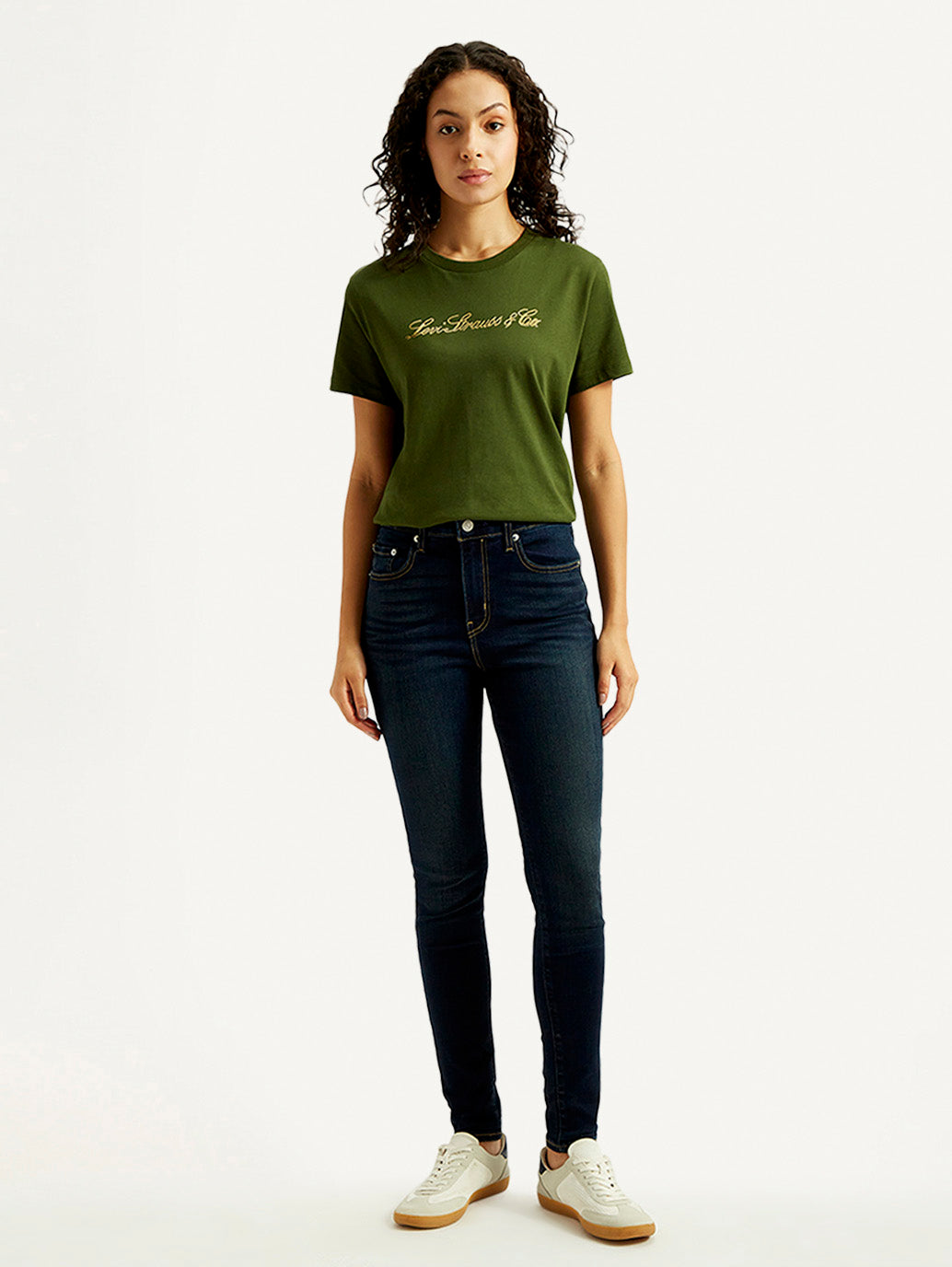 Women's 721 Dark Blue Skinny Fit High Rise Jeans - Front View