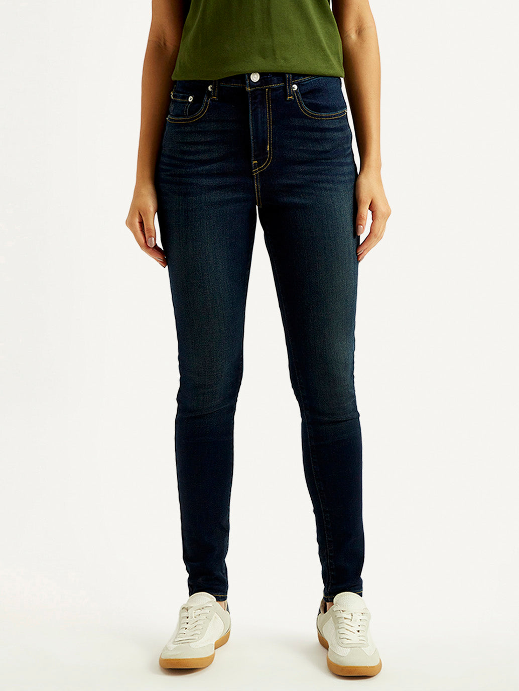 Women's 721 Dark Blue Skinny Fit High Rise Jeans - Front View