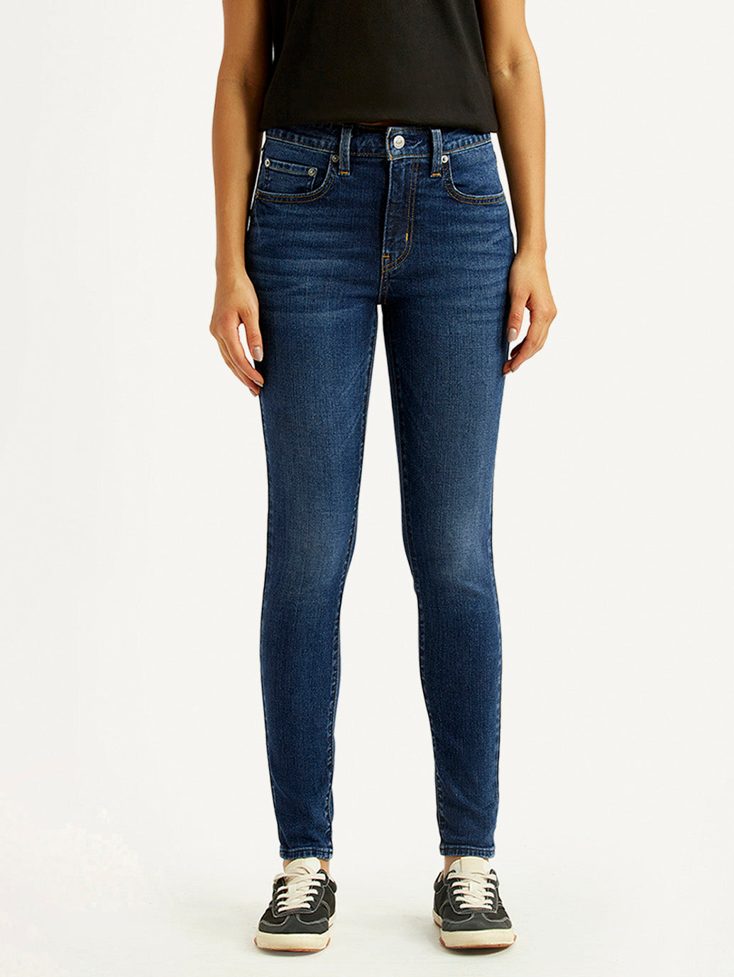 Women's 721 Dark Indigo Skinny Fit Mid Rise Jeans - Front View