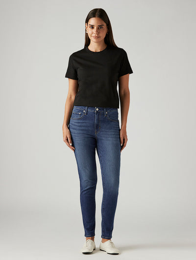 Women's 721 Blue Skinny Fit High Rise Jeans-image-15