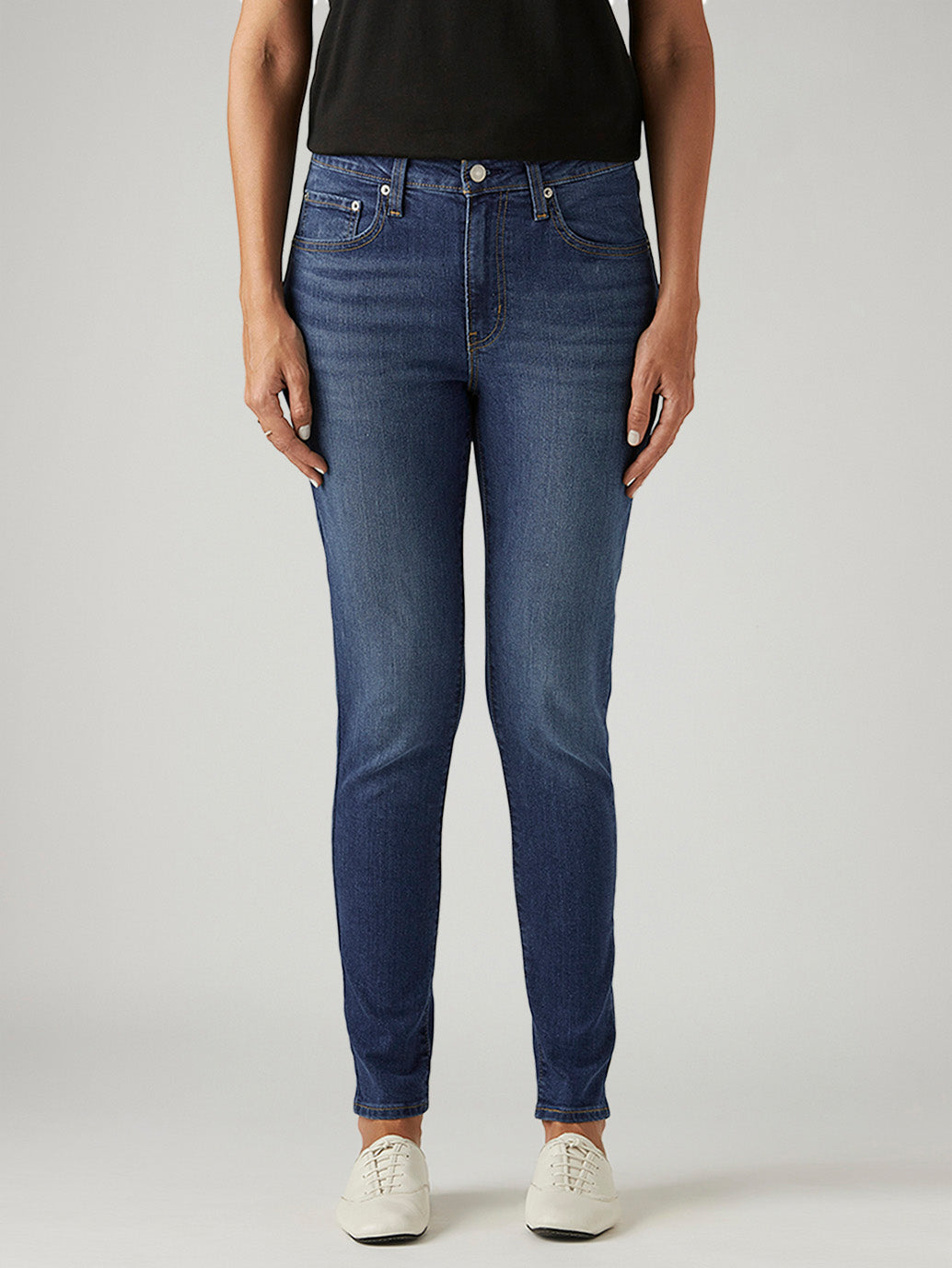 Women's 721 Blue Skinny Fit High Rise Jeans - Front View