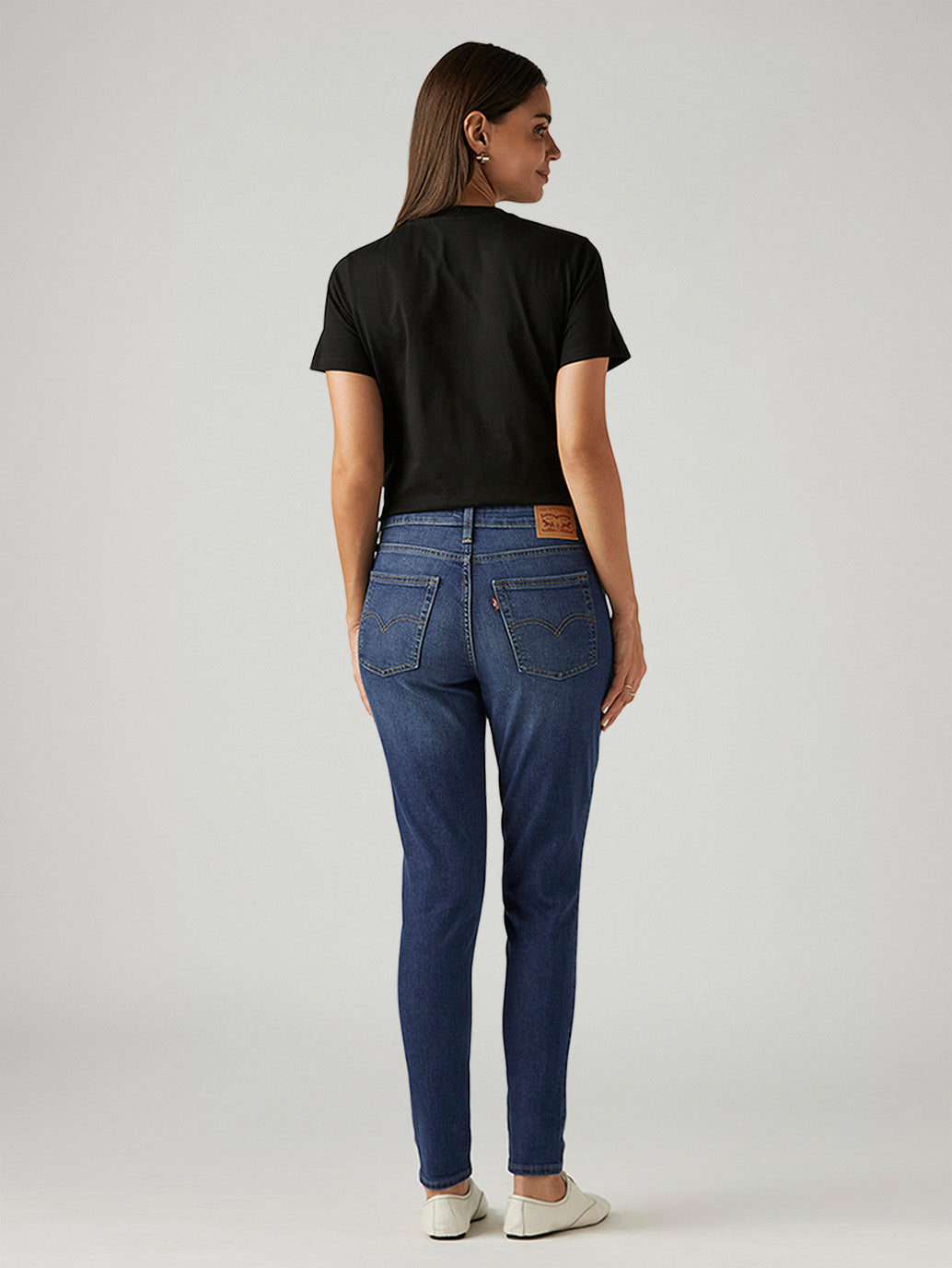 Women's 721 Blue Skinny Fit High Rise Jeans - Back View