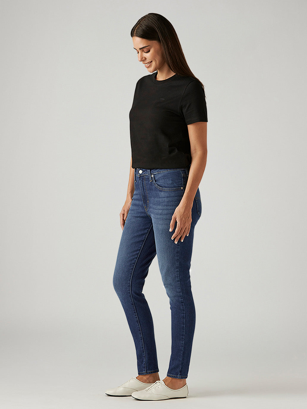 Women's 721 Dark Indigo Skinny Fit High Rise Jeans - Side View