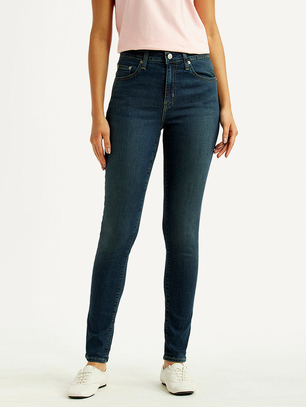 Women's 721 Navy Skinny Fit High Rise Jeans - Front View
