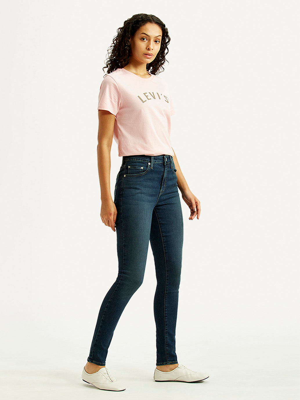 Women's 721 Navy Skinny Fit High Rise Jeans - Side View