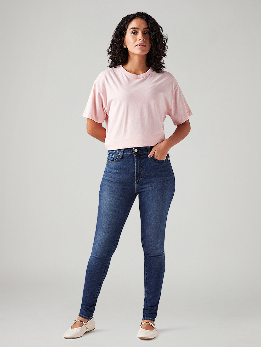 Women's 721 Dark Blue Skinny Fit High Rise Jeans - Front View