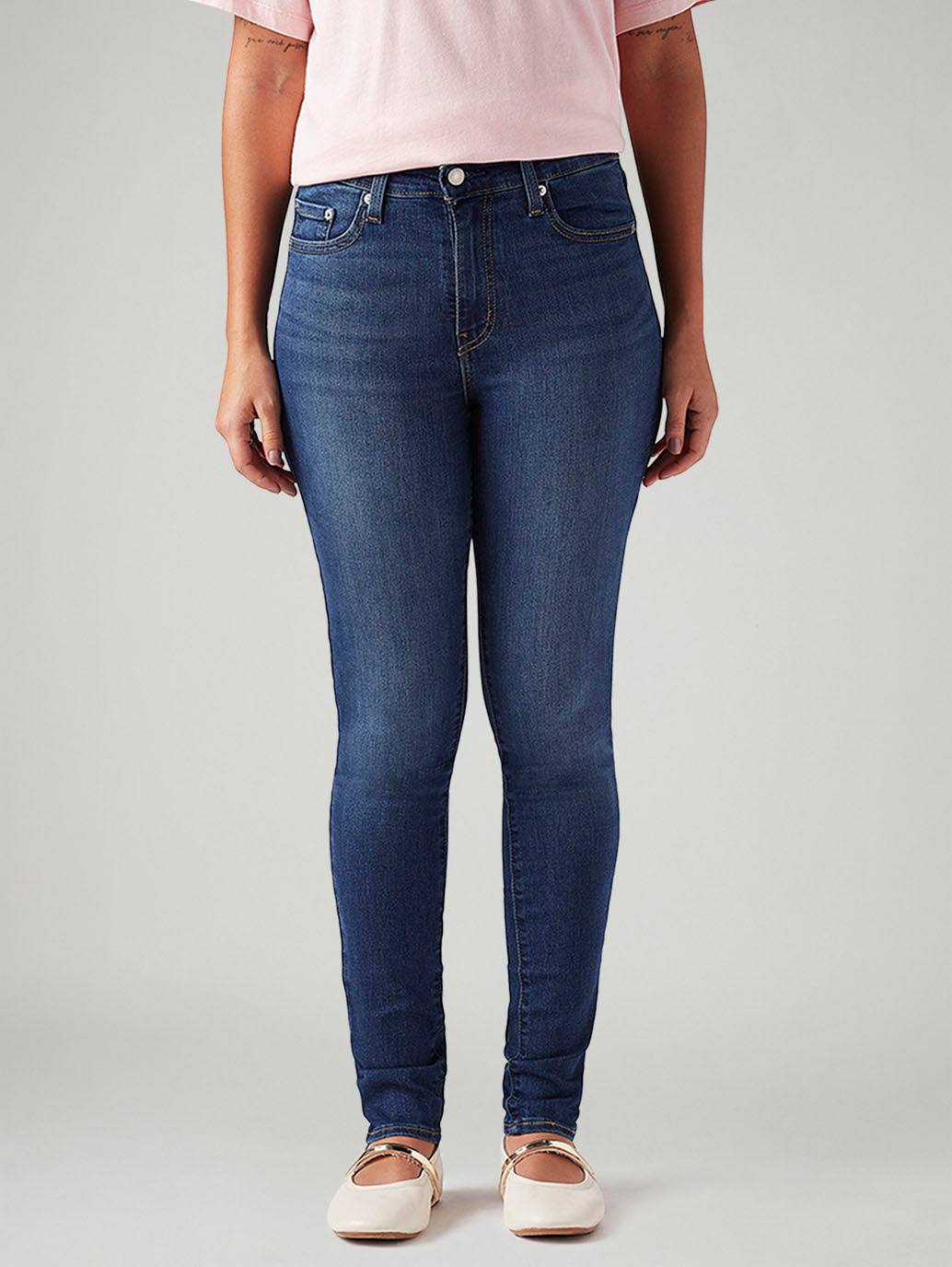 Women's 721 Dark Blue Skinny Fit High Rise Jeans - Front View