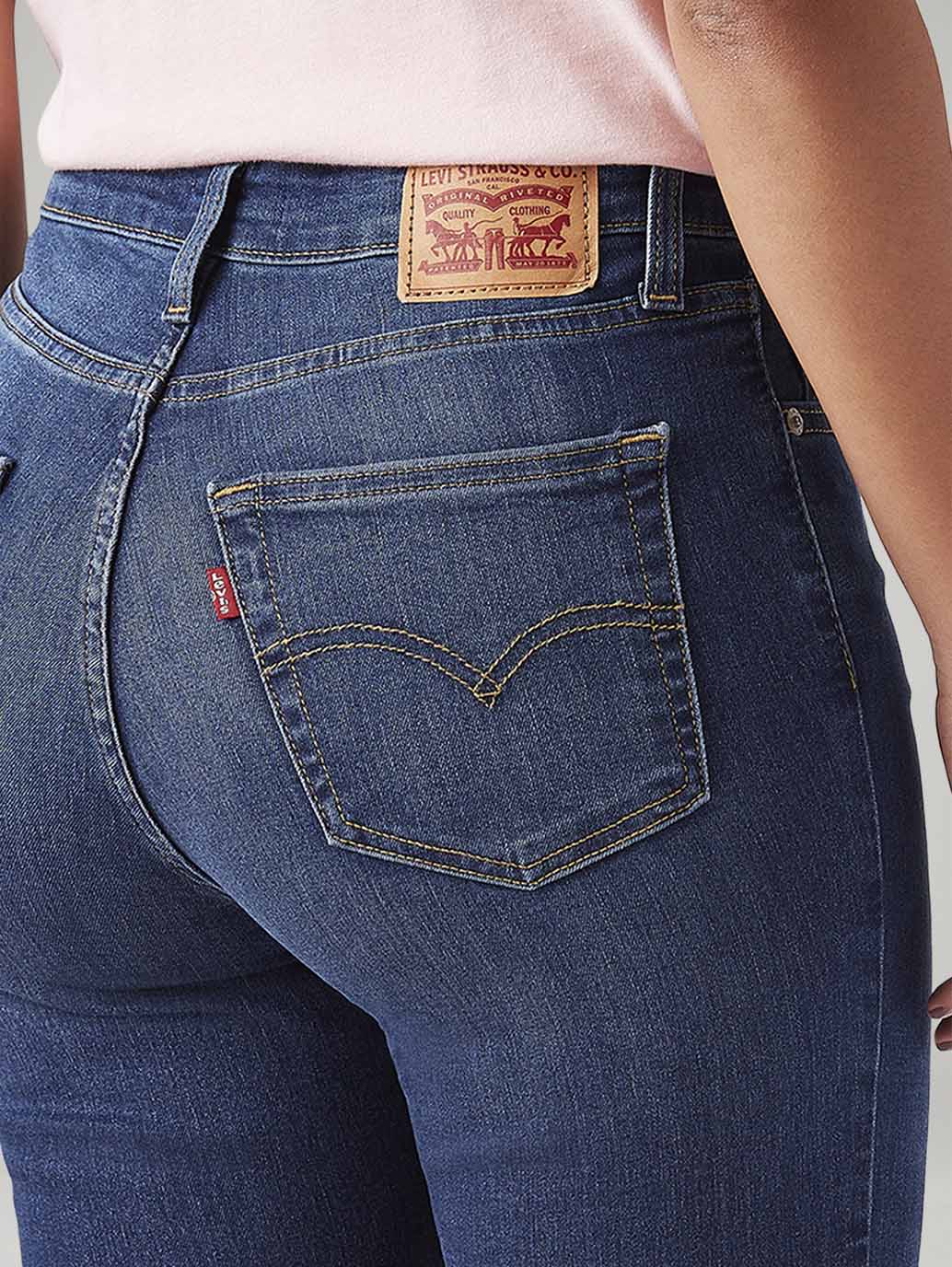 Women's 721 Dark Blue Skinny Fit High Rise Jeans - Detail View
