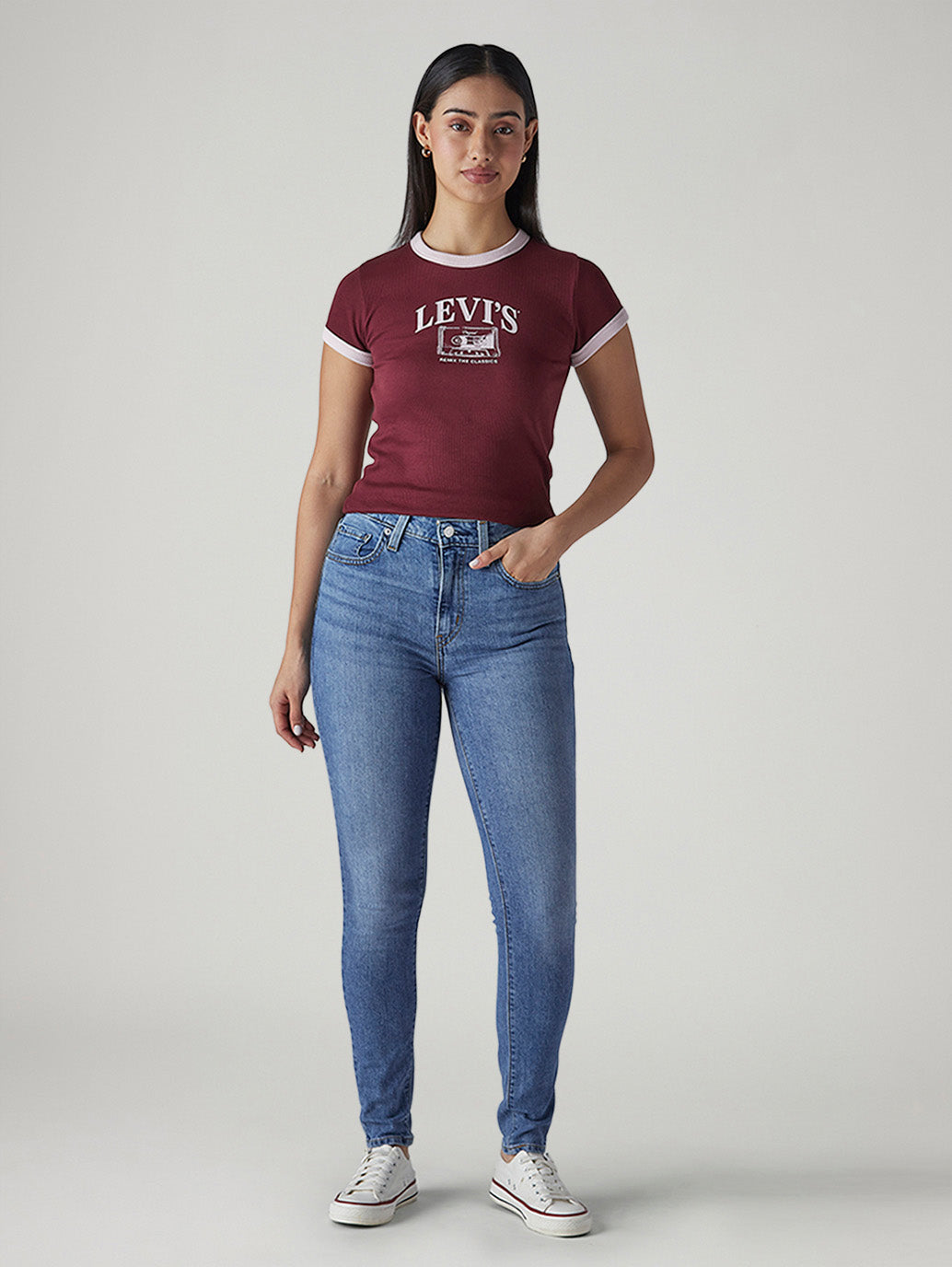 Women's 721 Light Blue Skinny Fit High Rise Jeans - Front View