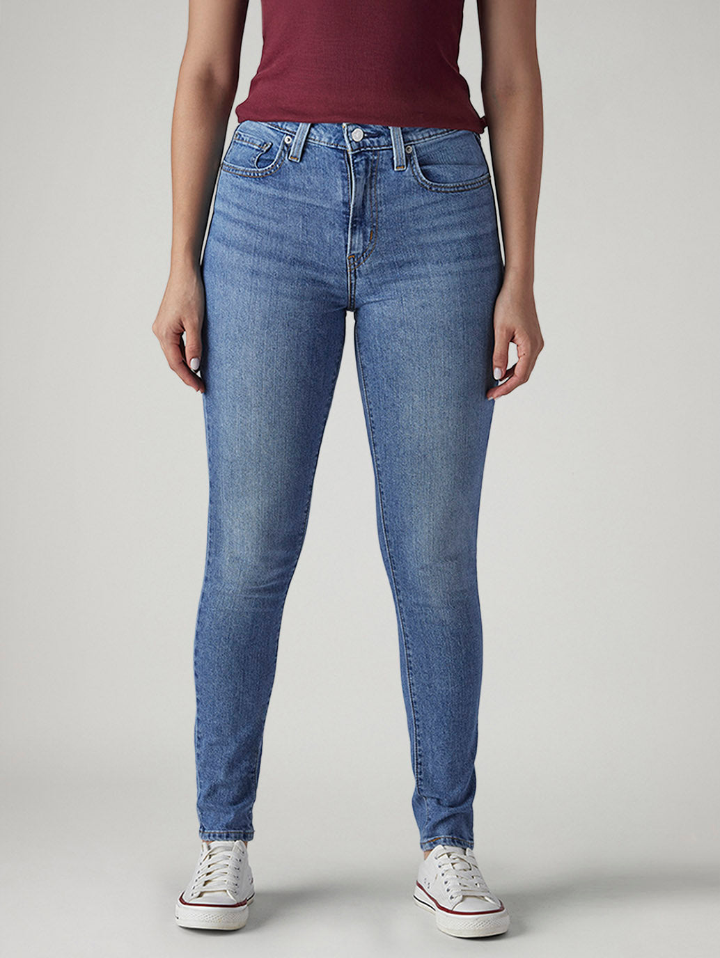 Women's 721 Light Blue Skinny Fit High Rise Jeans - Front View