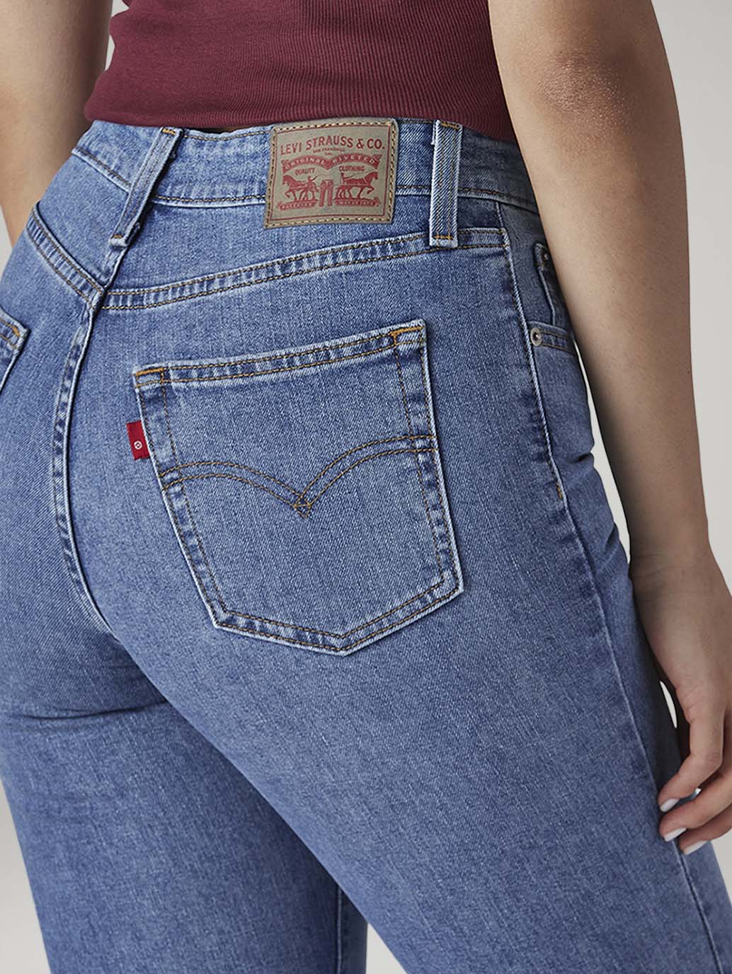 Women's 721 Light Blue Skinny Fit High Rise Jeans - Detail View