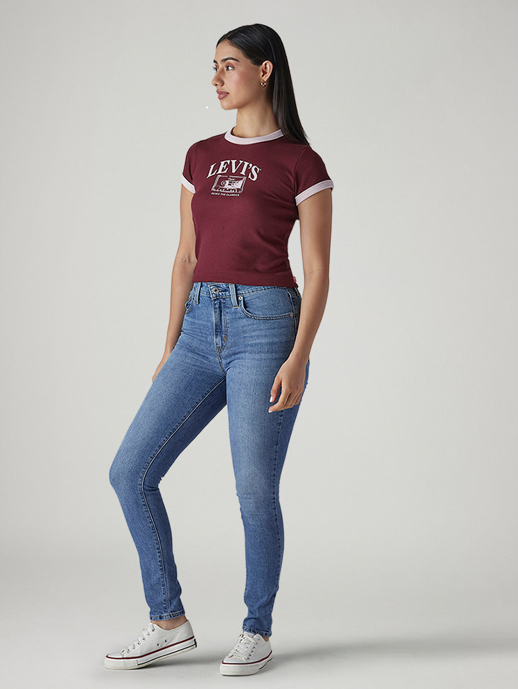 Women's 721 Light Blue Skinny Fit High Rise Jeans - Side View