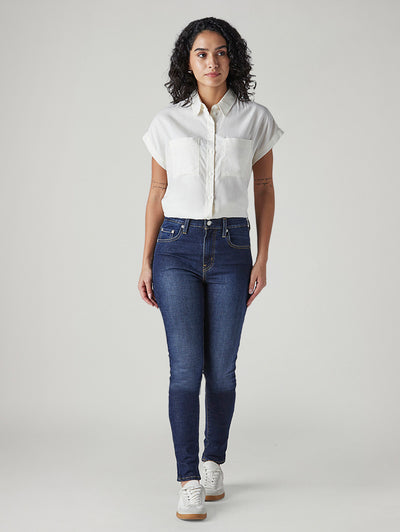 Women's 721 Dark Blue Skinny Fit High Rise Jeans-image-23