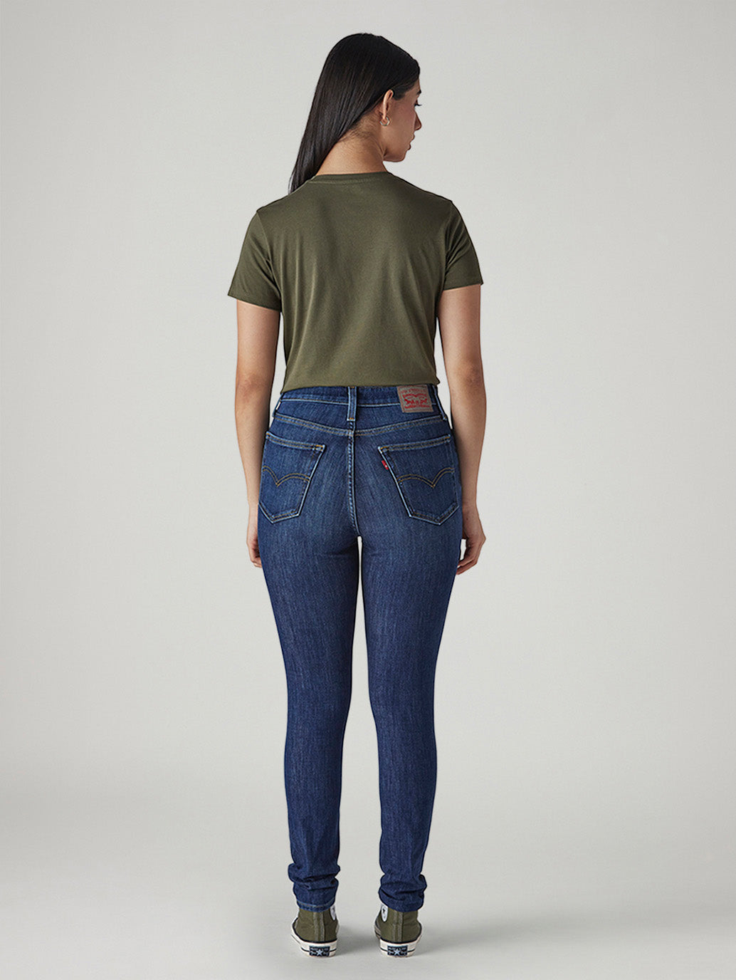 Women's 721 Blue Skinny Fit High Rise Jeans - Back View
