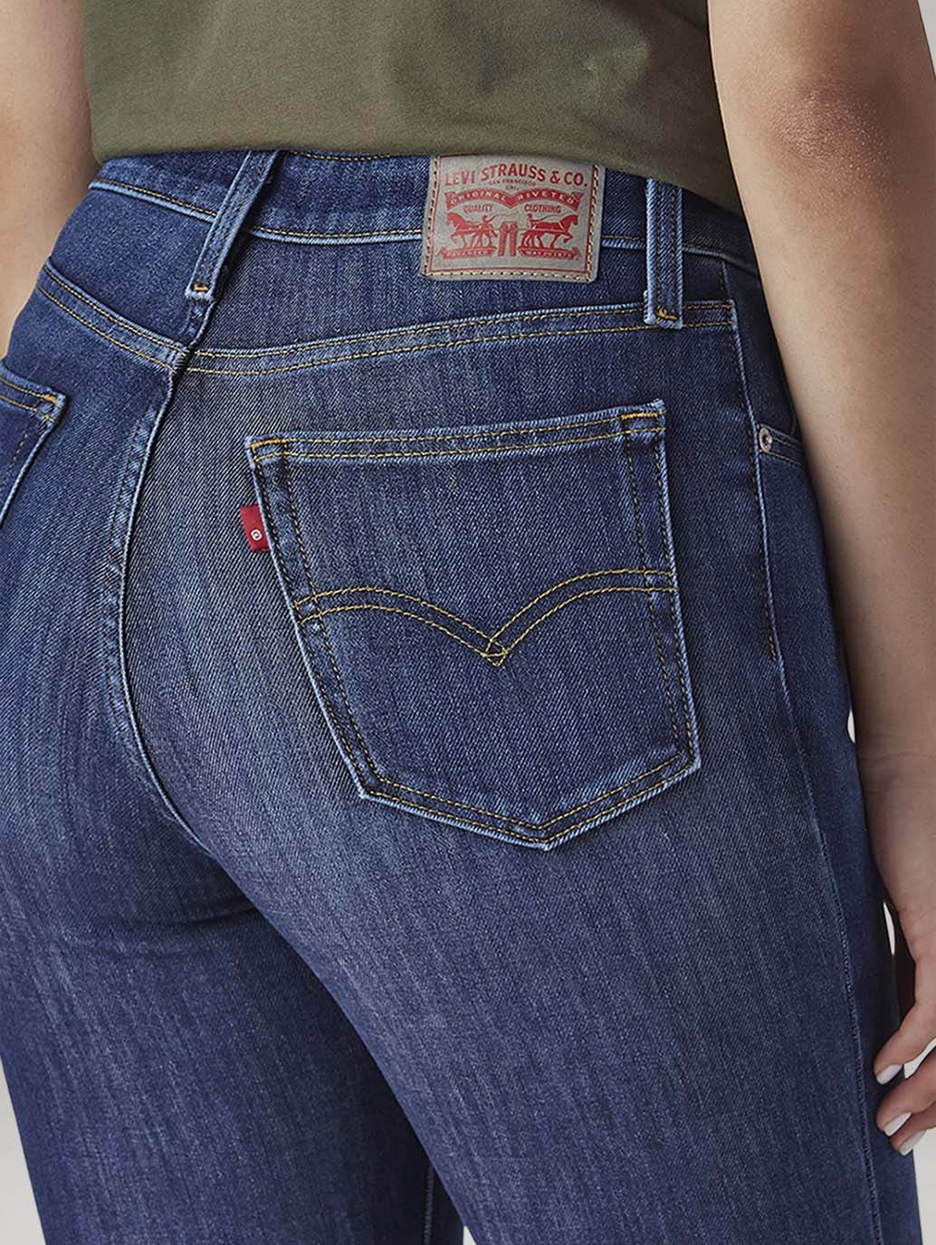 Women's 721 Blue Skinny Fit High Rise Jeans - Detail View