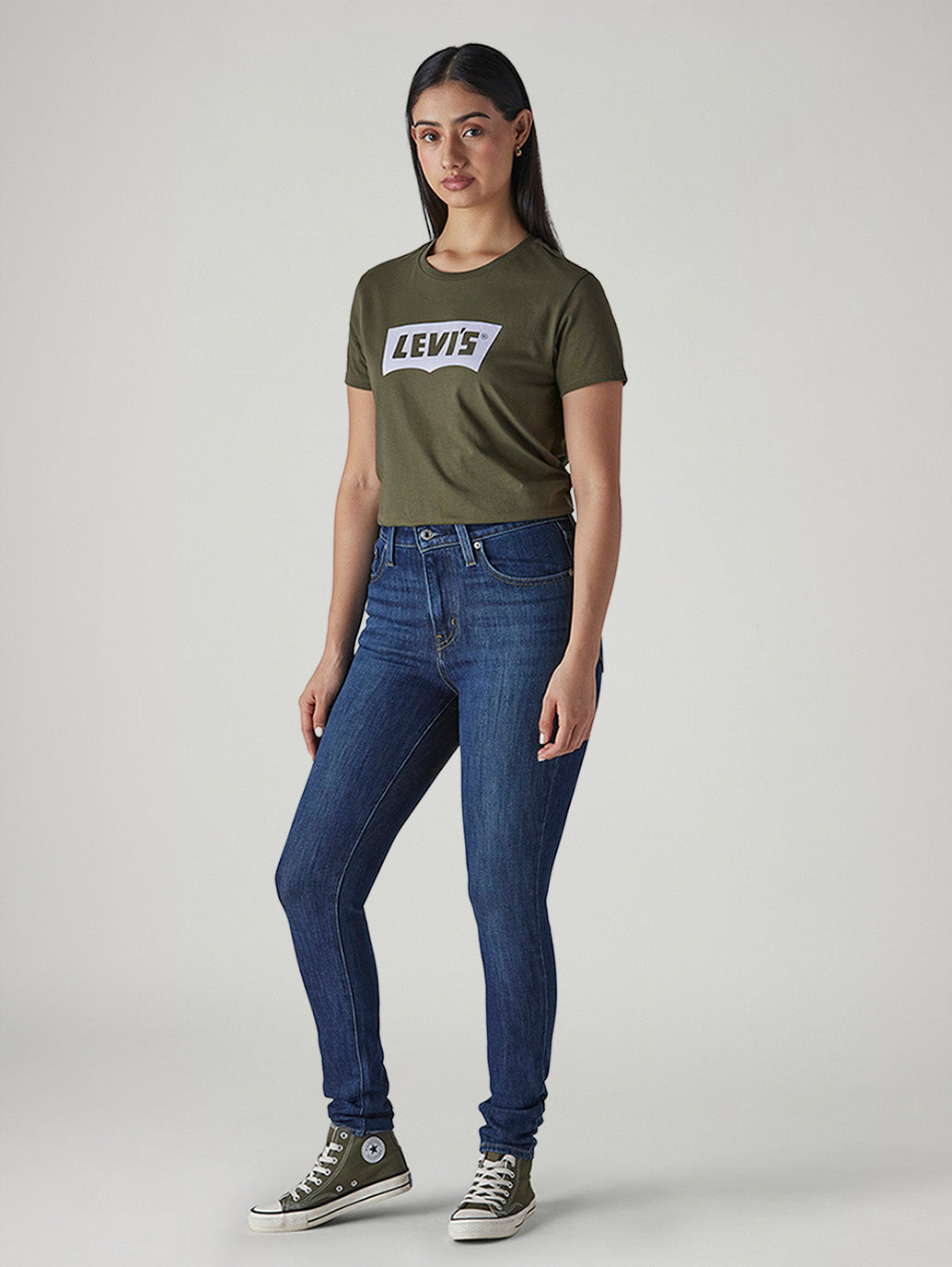 Women's 721 Blue Skinny Fit High Rise Jeans - Side View
