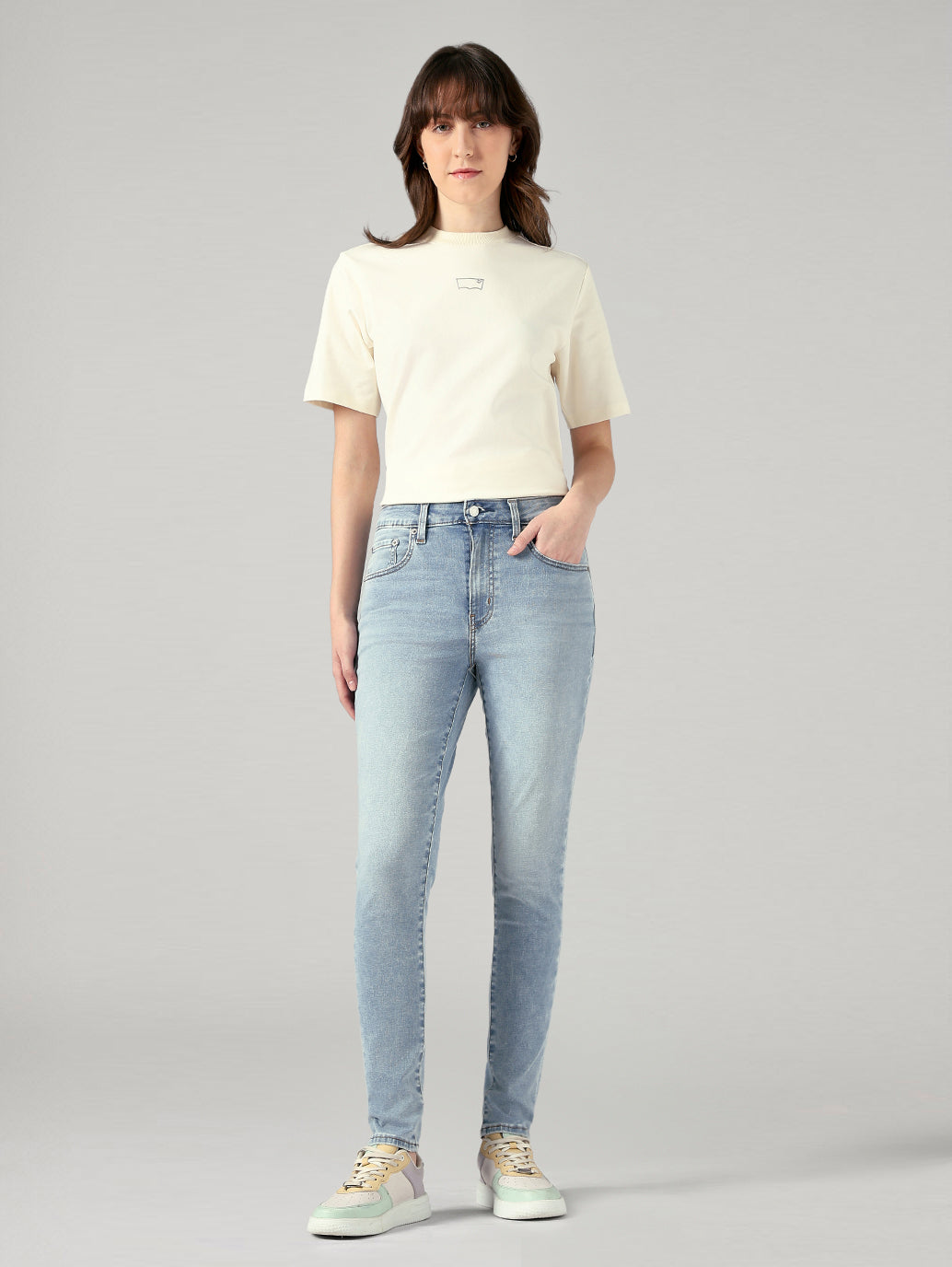 Women's 721 Light Blue Skinny Fit High Rise Jeans - Front View