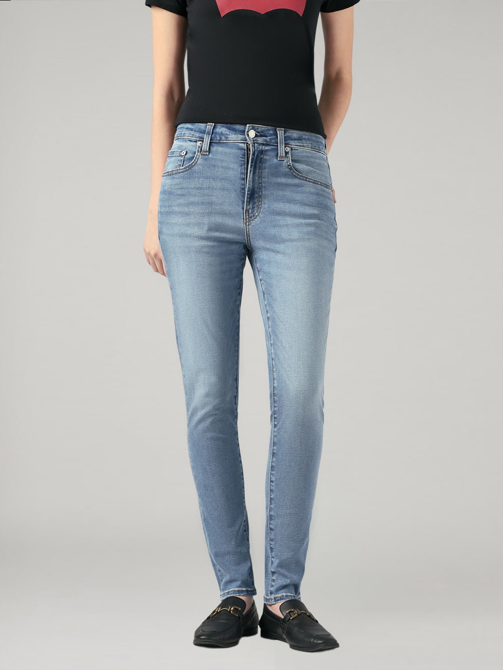 Women's 721 Blue Skinny Fit High Rise Jeans - Front View
