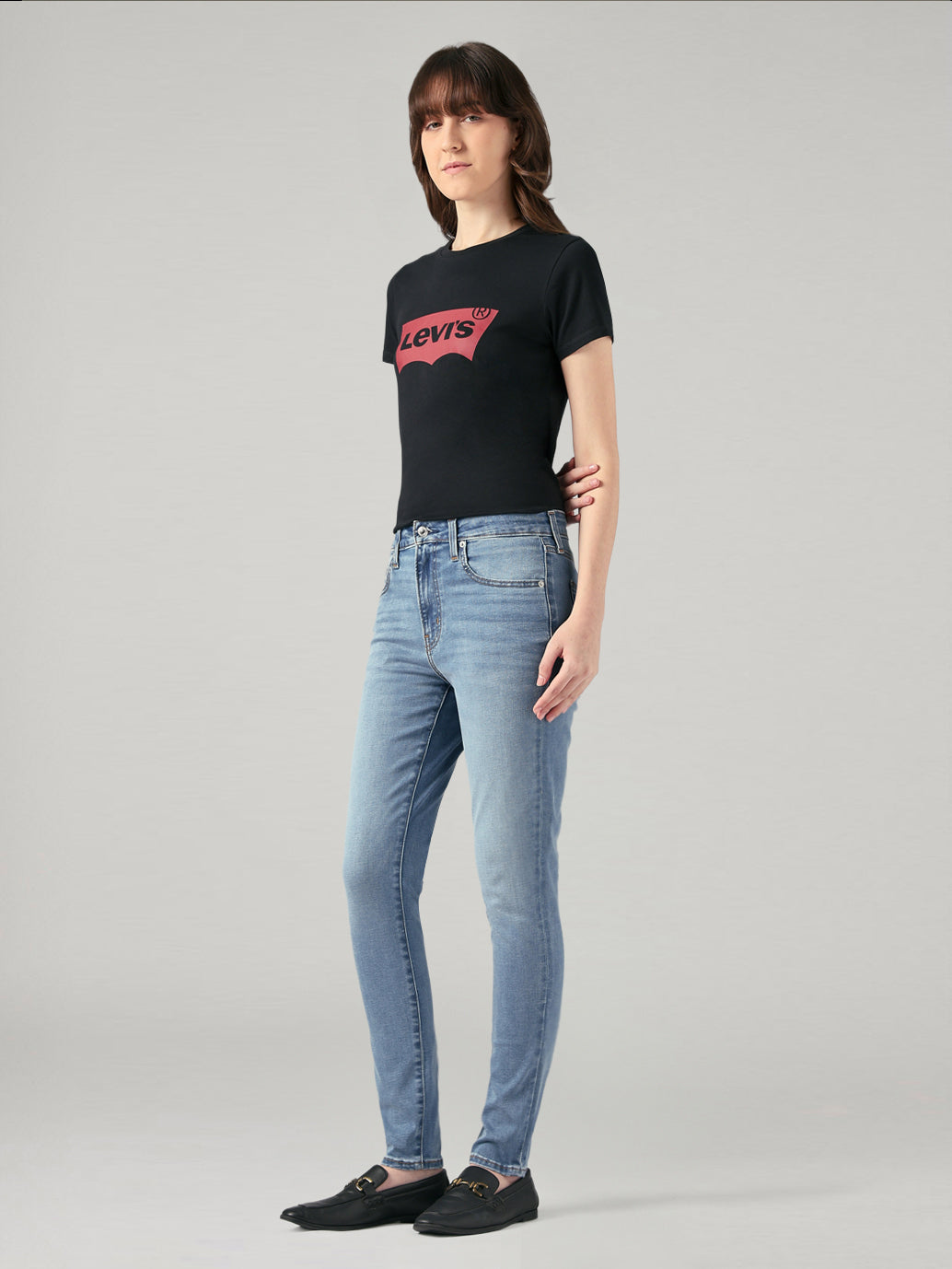 Women's 721 Blue Skinny Fit High Rise Jeans - Side View