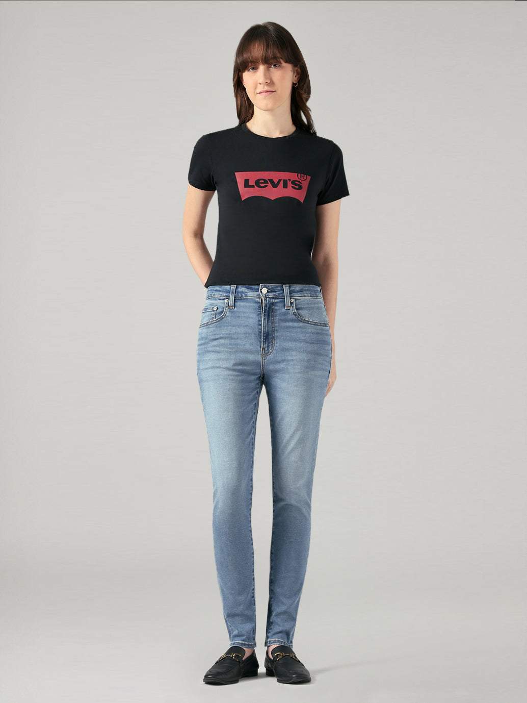Women's 721 Blue Skinny Fit High Rise Jeans - Front View
