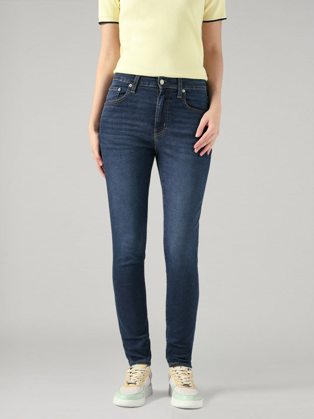 Women's 721 Navy Skinny Fit High Rise Redloop Jeans - Front View