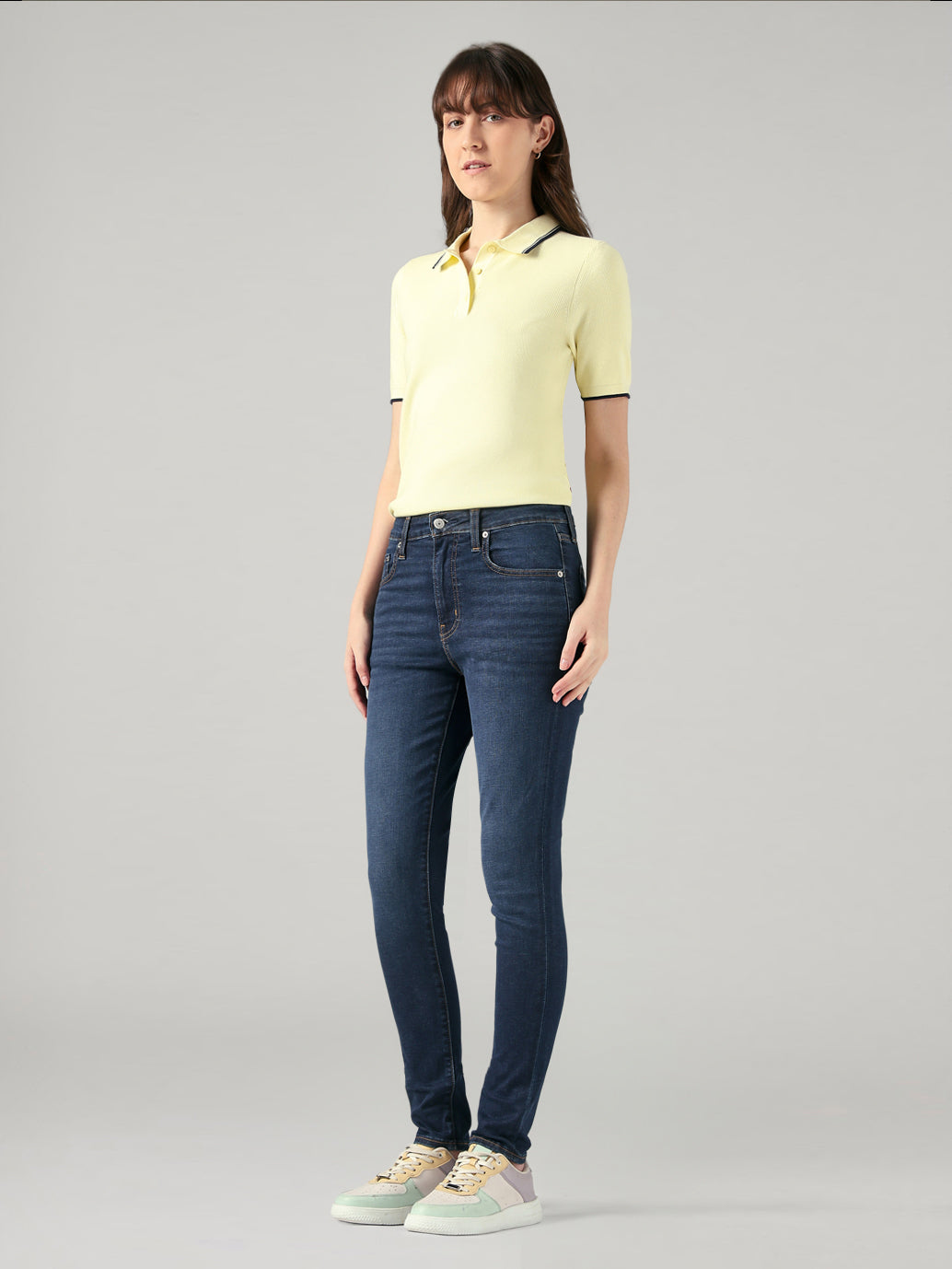 Women's 721 Navy Skinny Fit High Rise Redloop Jeans - Side View