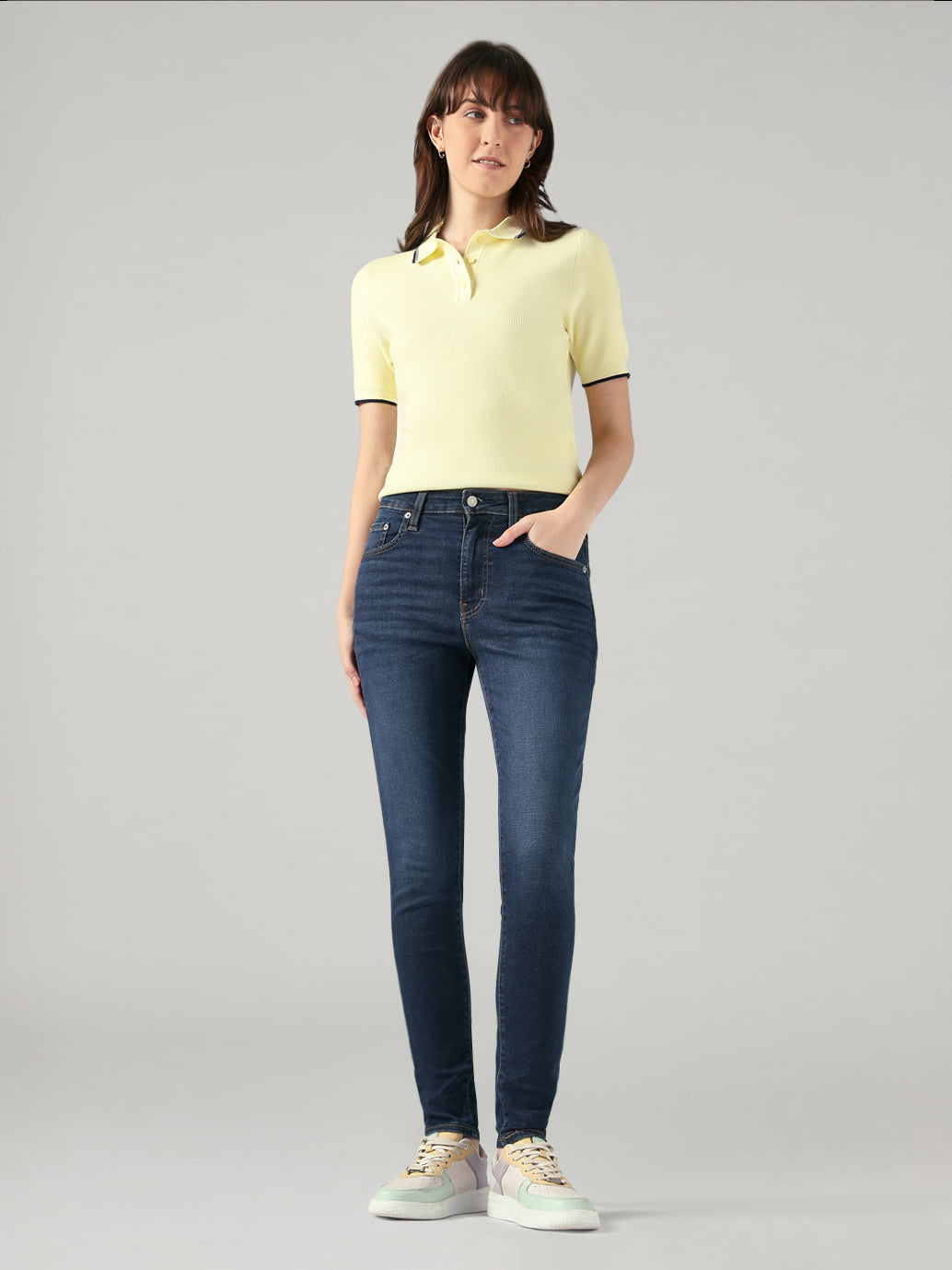 Women's 721 Navy Skinny Fit High Rise Redloop Jeans - Front View