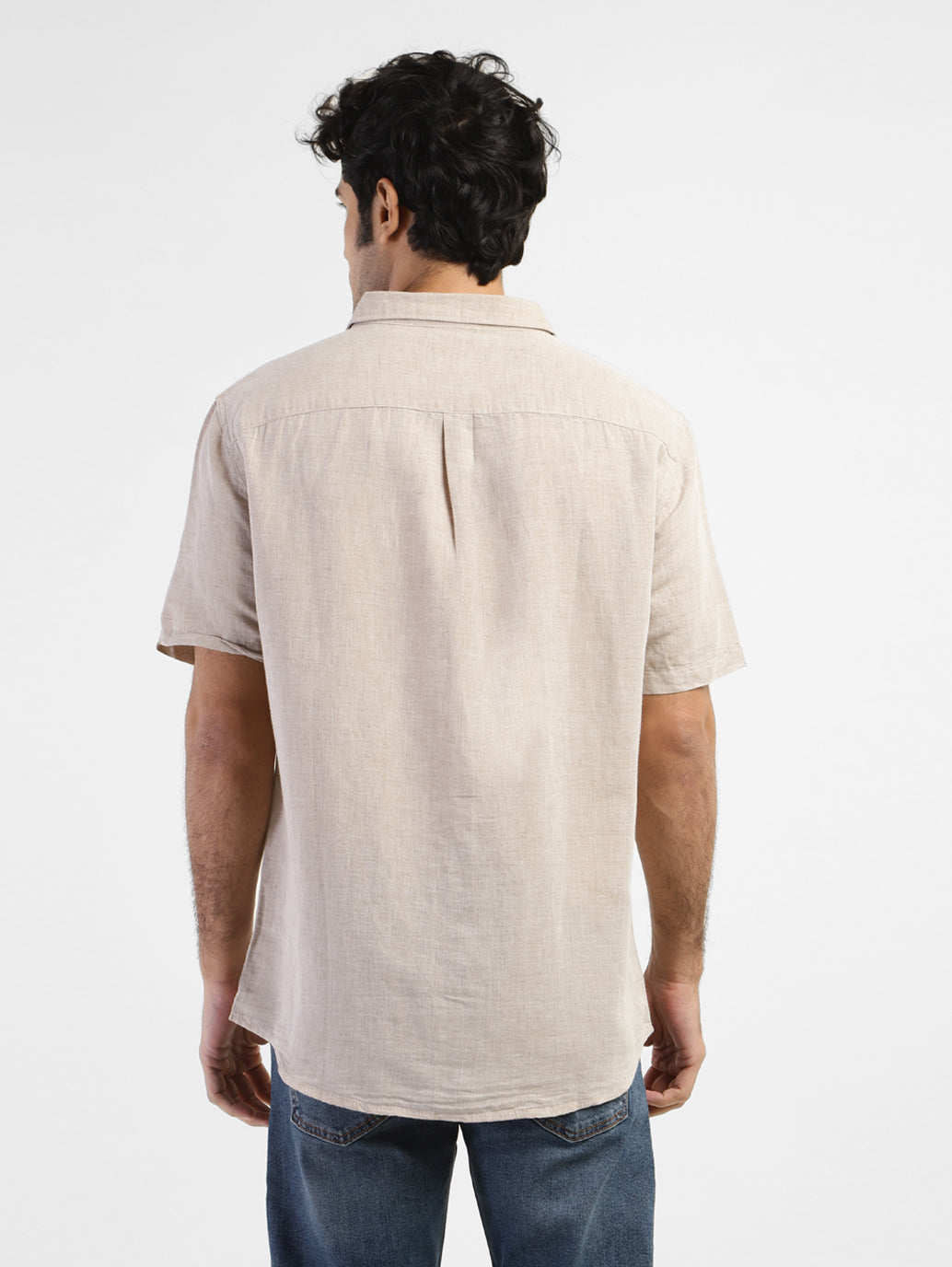 Men's Solid Slim Fit Linen Shirt - dfba2b89-b35a-4b5a-ae34-f082b477dd17 View