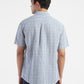 Men's Geometric Print Spread Collar Linen Shirt Blue
