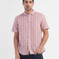 Men's Geometric Print Spread Collar Linen Shirt