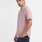 Men's Geometric Print Spread Collar Linen Shirt
