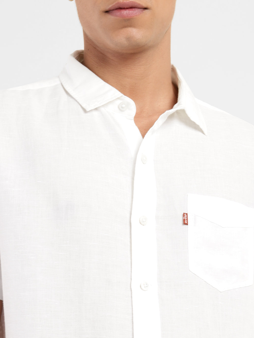 Men's Solid Slim Fit Linen Shirt - Details View