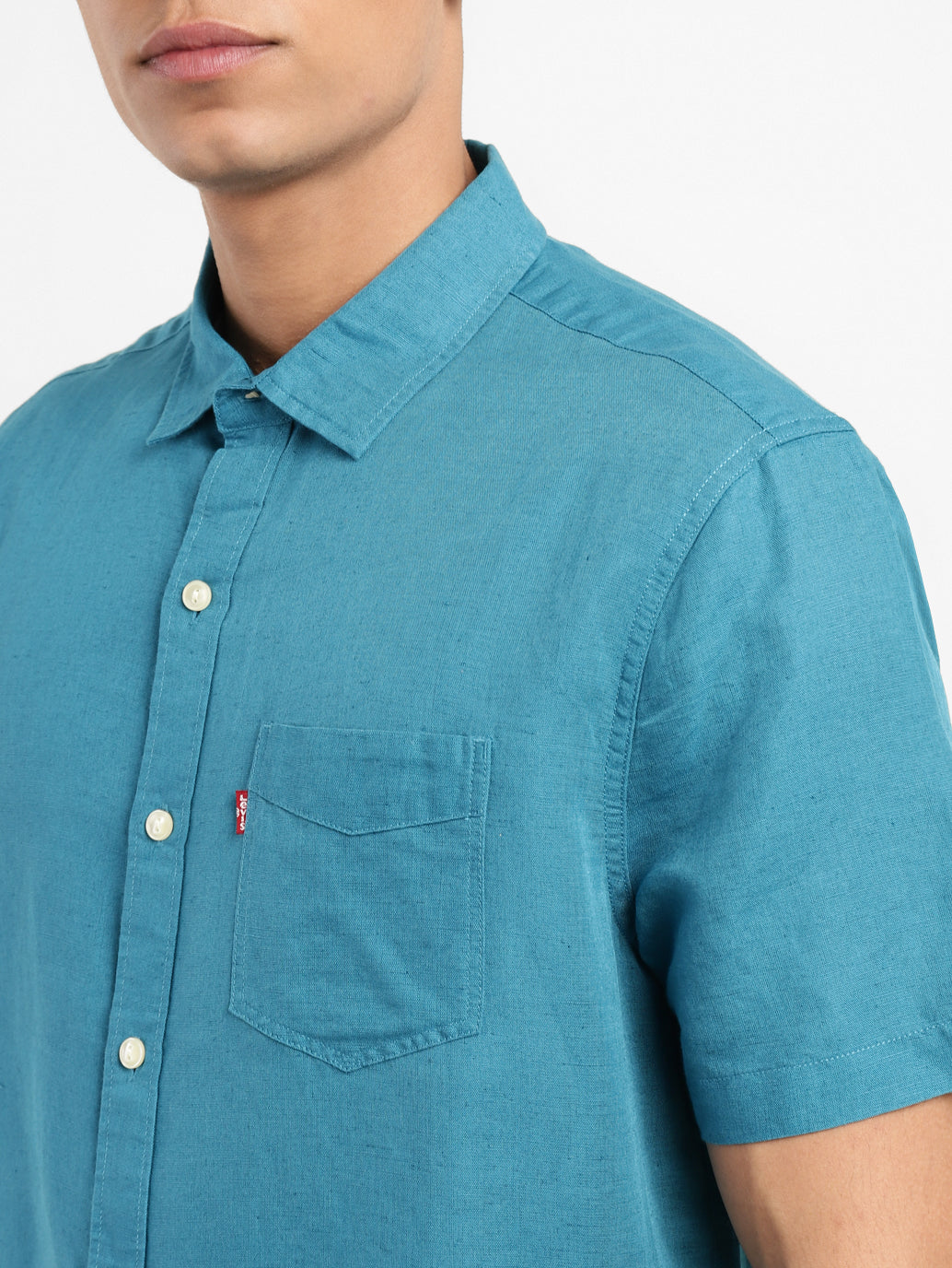 Men's Solid Spread Collar Linen Shirt