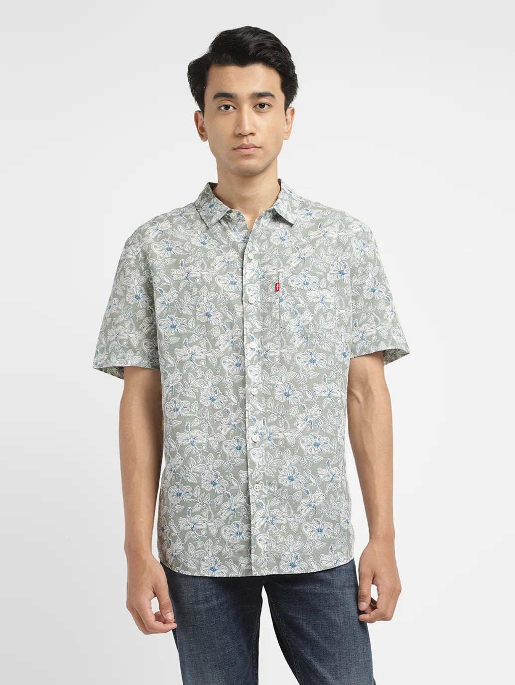 Men's Floral Print Slim Fit Shirt