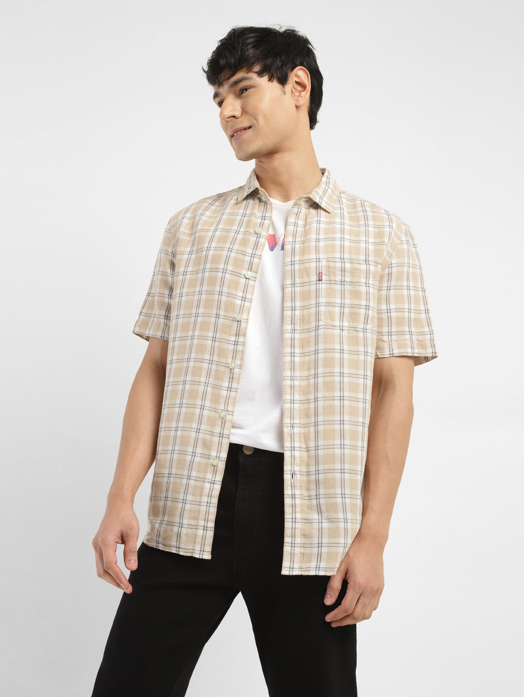 Men's Checkered Slim Fit Linen Shirt