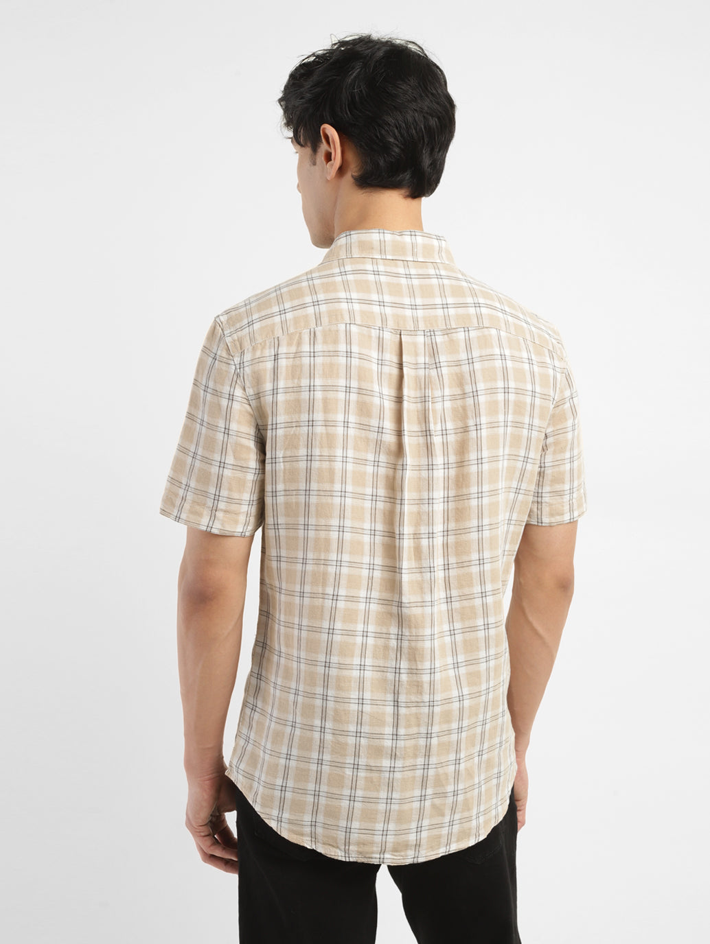 Men's Checkered Slim Fit Linen Shirt