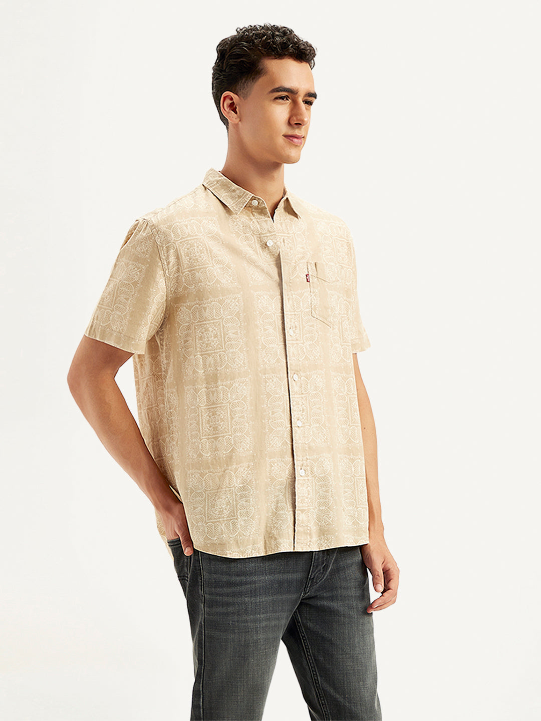 Men's Paisley Print Slim Fit Shirt - Side View